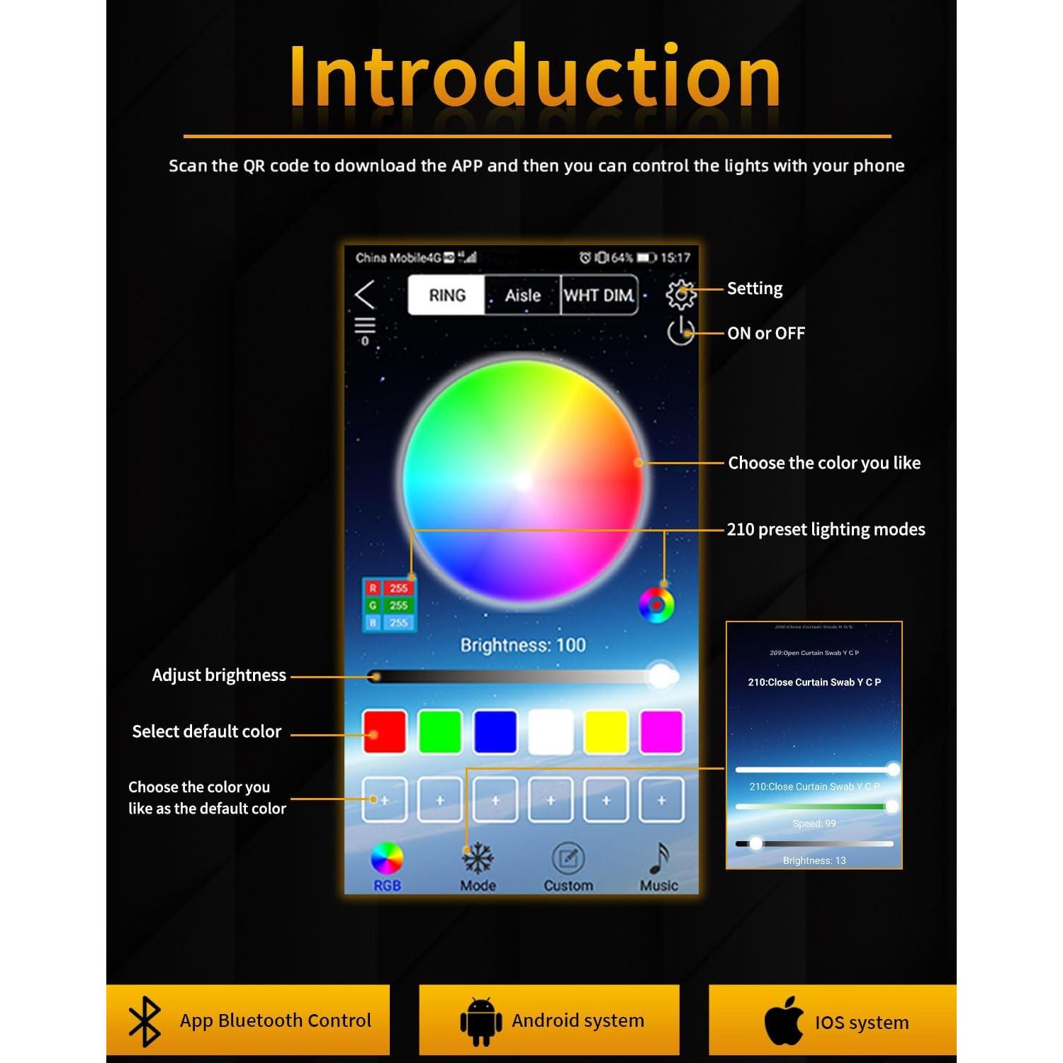 Tiras LED Secuenciales Qasim 60CM RGB Control APP Bluetooth