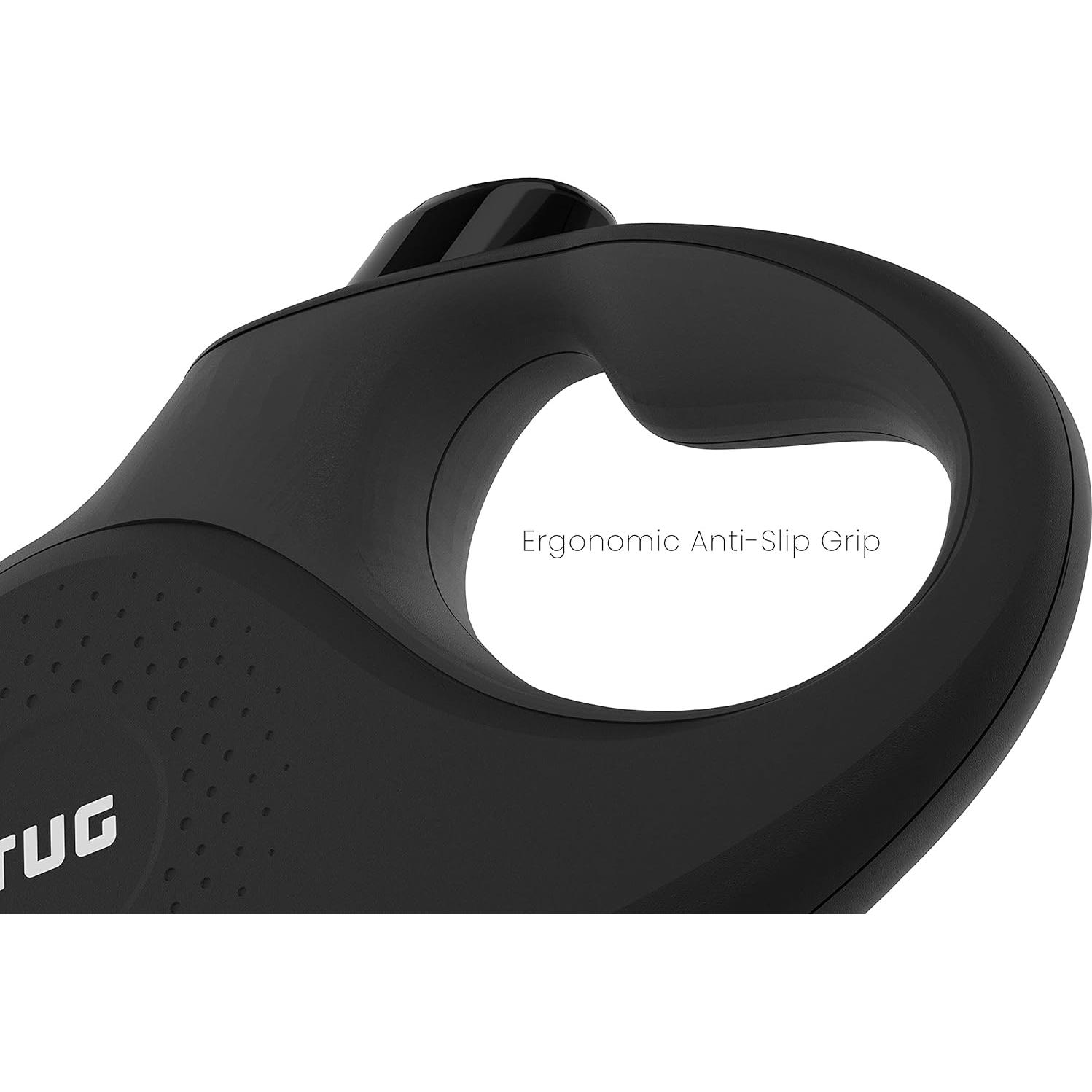 Correa Retráctil para Perros Tug 4.88 m Antideslizante Pequeña Negra/Gris