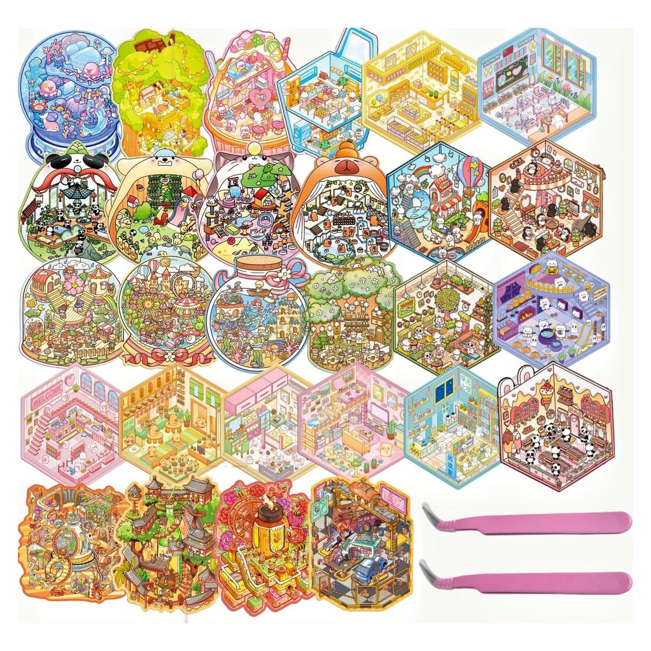 28 Juegos de Pegatinas 3D DIY Affoto para Manualidades