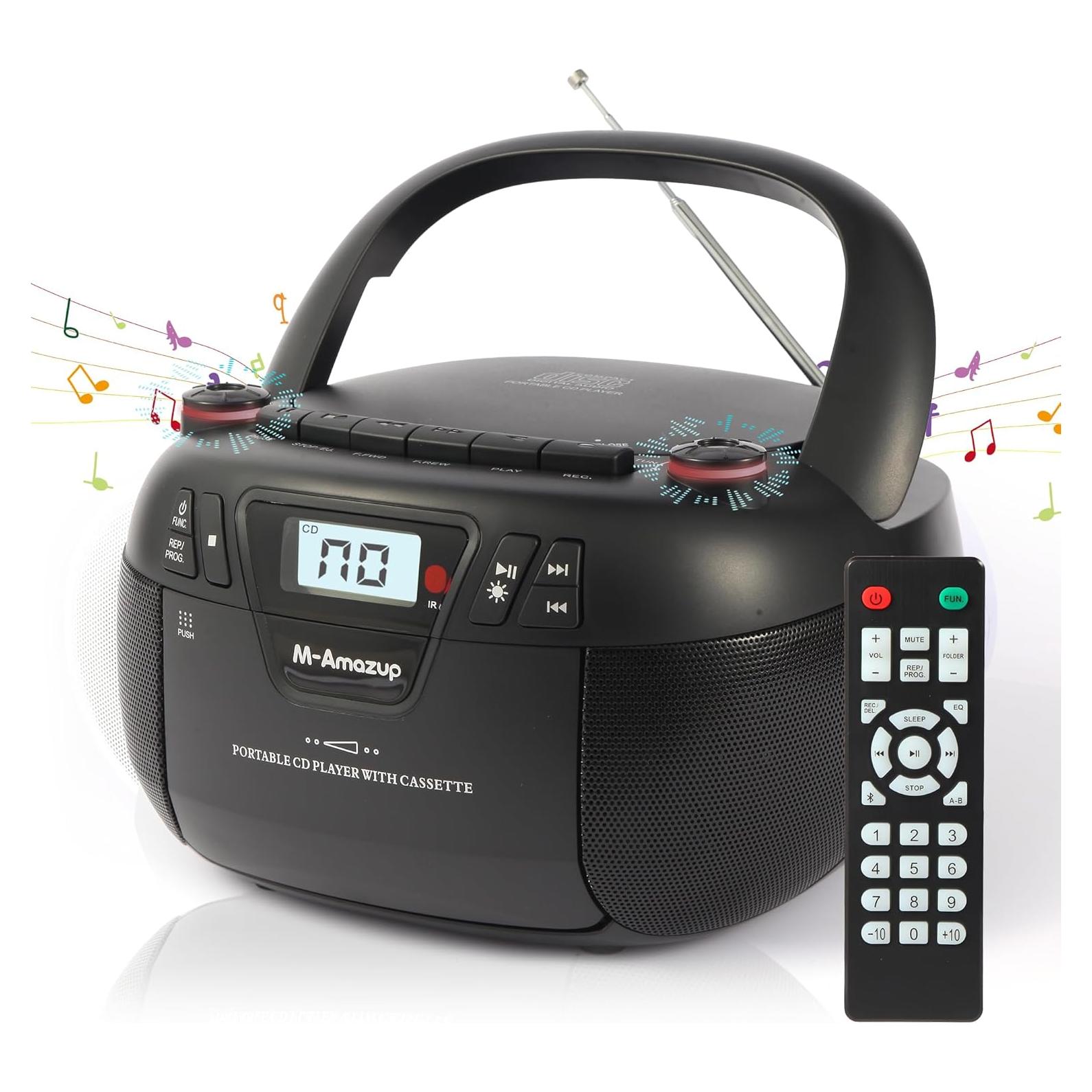 Reproductor Boombox Portátil M-Amazup V60098BT CD, Bluetooth, Radio