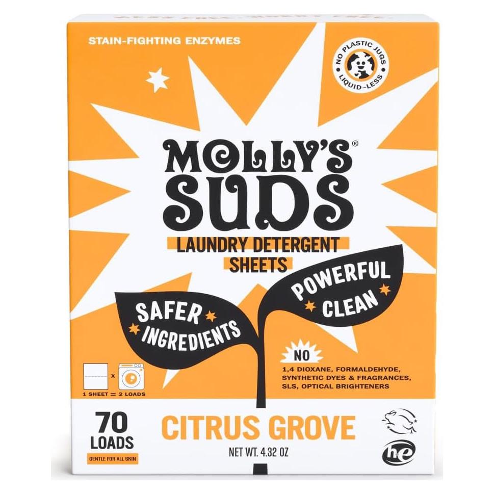 Hojas de Detergente para Ropa Molly's Suds 70 Lavados Bosque Cítrico