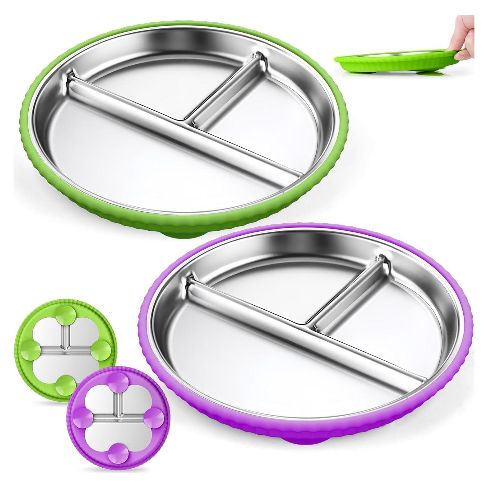 Platos Divididos de Acero Inoxidable Semloo 22.86 cm 2 Pack