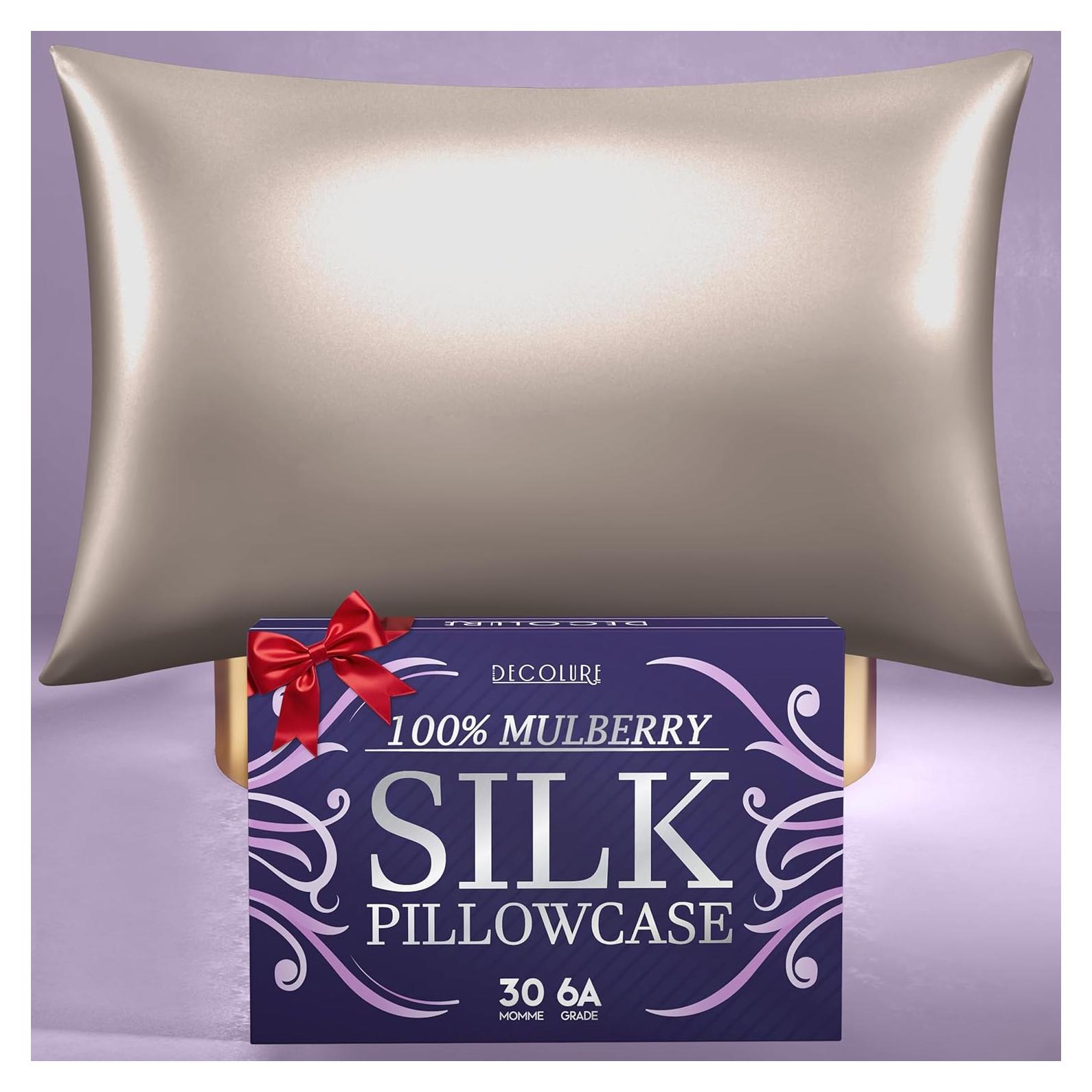 Funda de Almohada de Seda 100% Pura DECOLURE Estándar 30 Momme