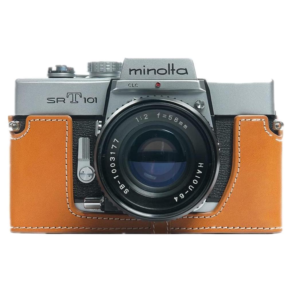 Funda de cámara BolinUS SRT-101 de cuero genuino amarilla