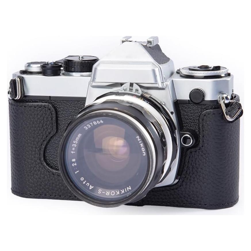 Funda de cuero genuino DBZZ para cámara Nikon FM/FE - Negro