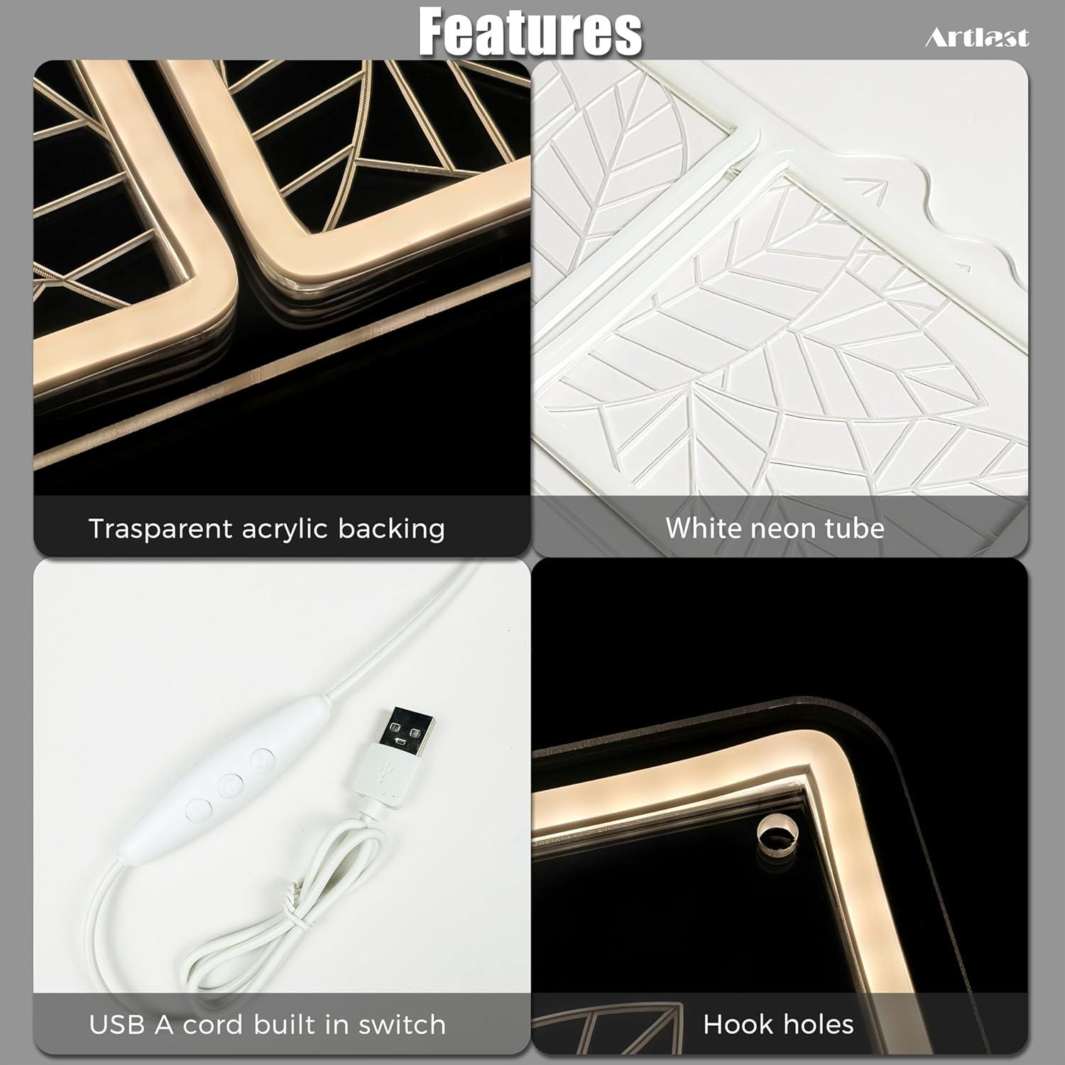 Luz de Neón Hoja de Macramé Artlast 43.7x16.9cm LED USB