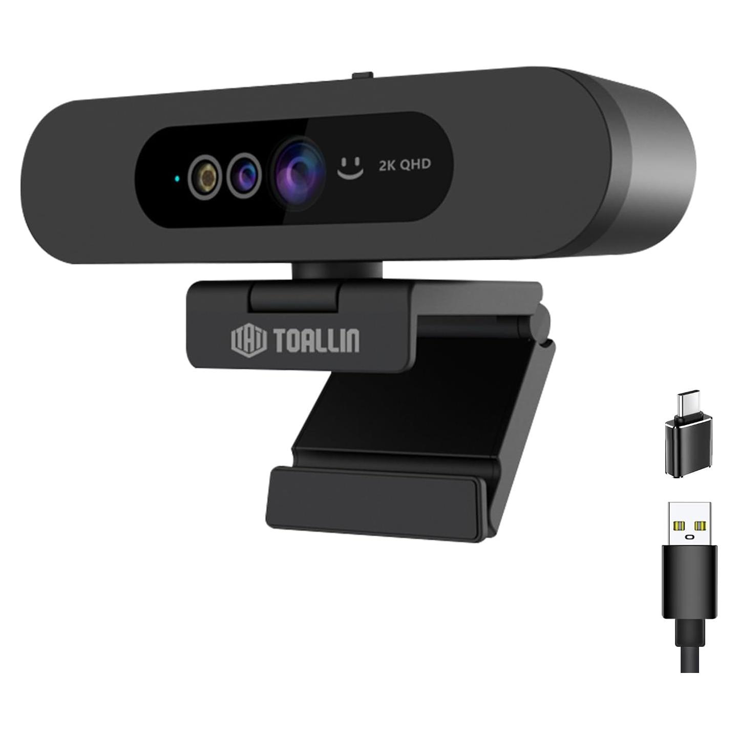 Webcam TOALLIN Hello-Pro 2K QHD USB con micrófono y ángulo amplio