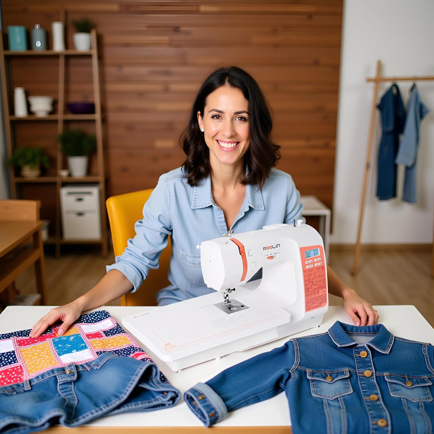 Máquina de Coser Computarizada Poolin EOC02, 200 Puntadas, LCD