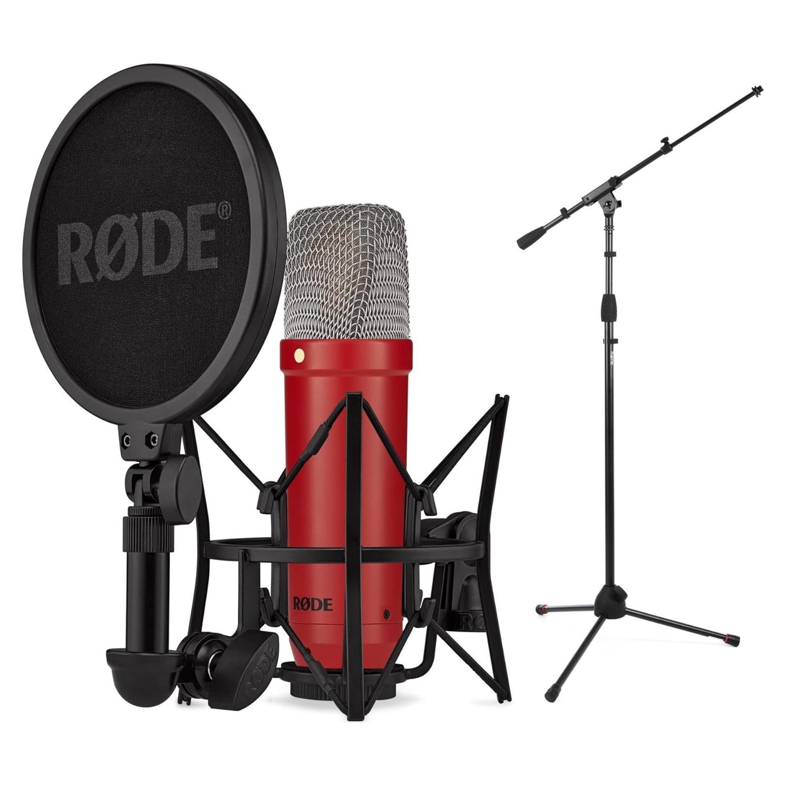 Micrófono de Condensador Rode NT1 Signature Rojo con Soporte