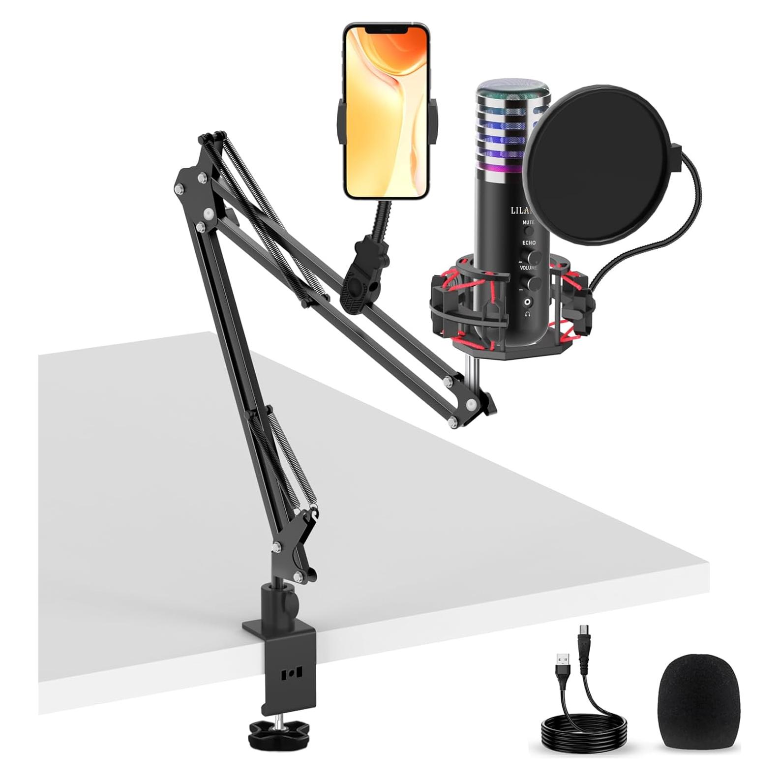 Micrófono de Condensador USB LILANZo BM800 con Soporte y Filtro