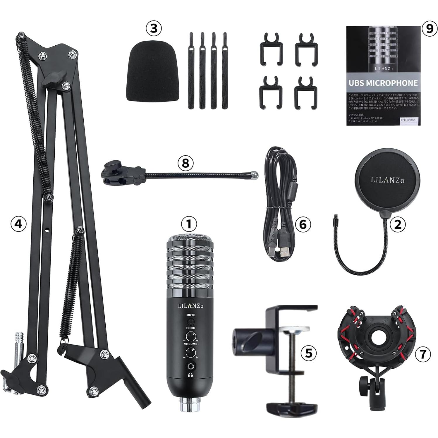 Micrófono de Condensador USB LILANZo BM800 con Soporte y Filtro