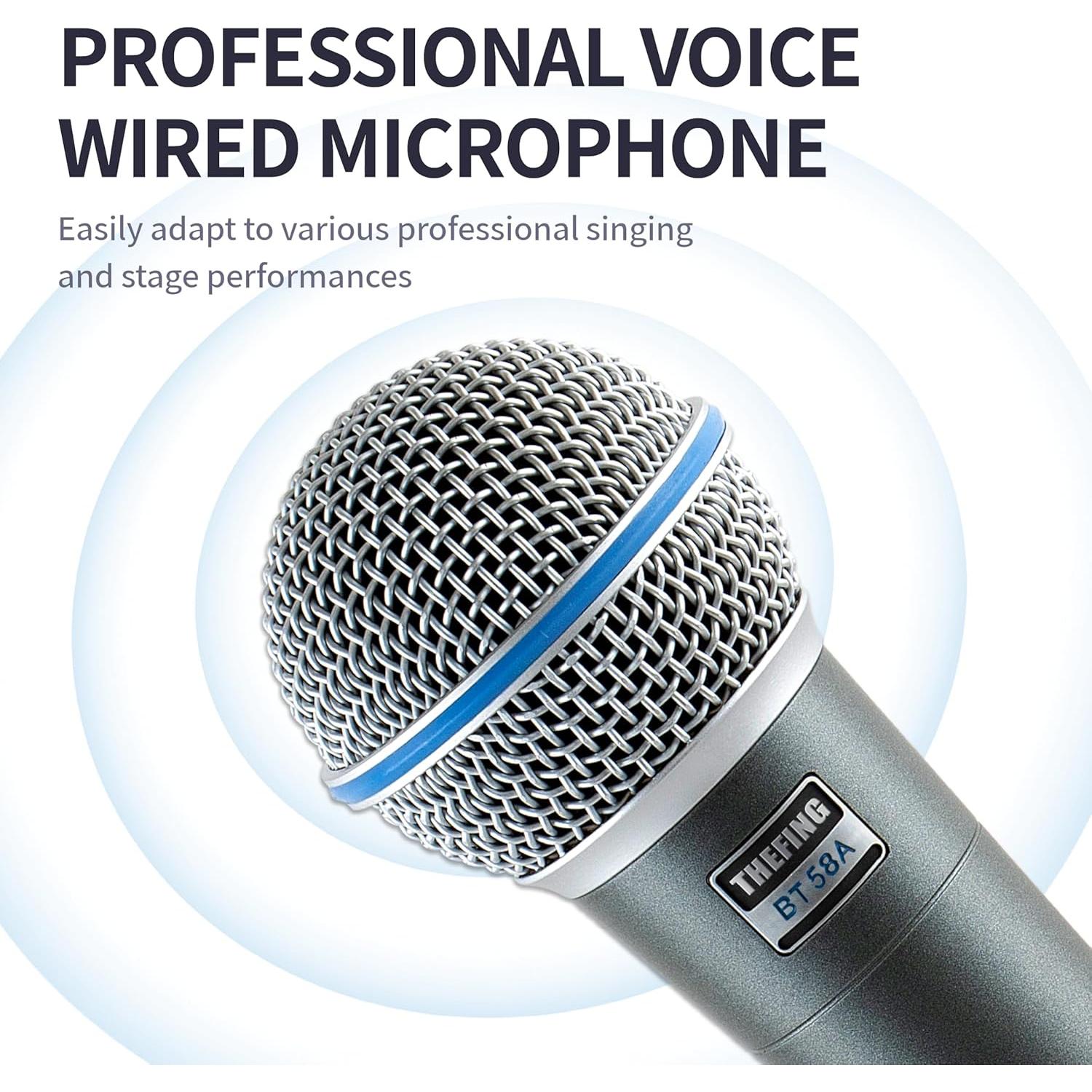 Micrófono Vocal Dinámico Supercardioide THEFING BT 58A con Cable XLR 4.88m