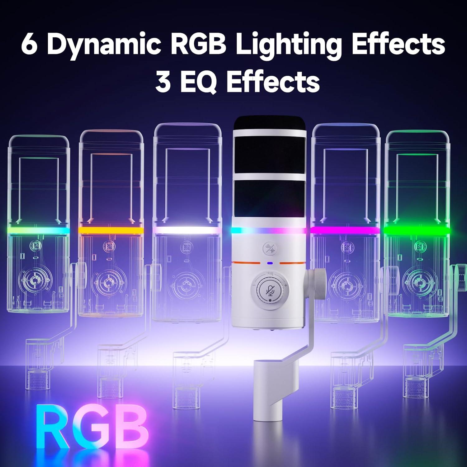 Micrófono Dinámico Comica D10 XLR/USB-C Blanco con RGB