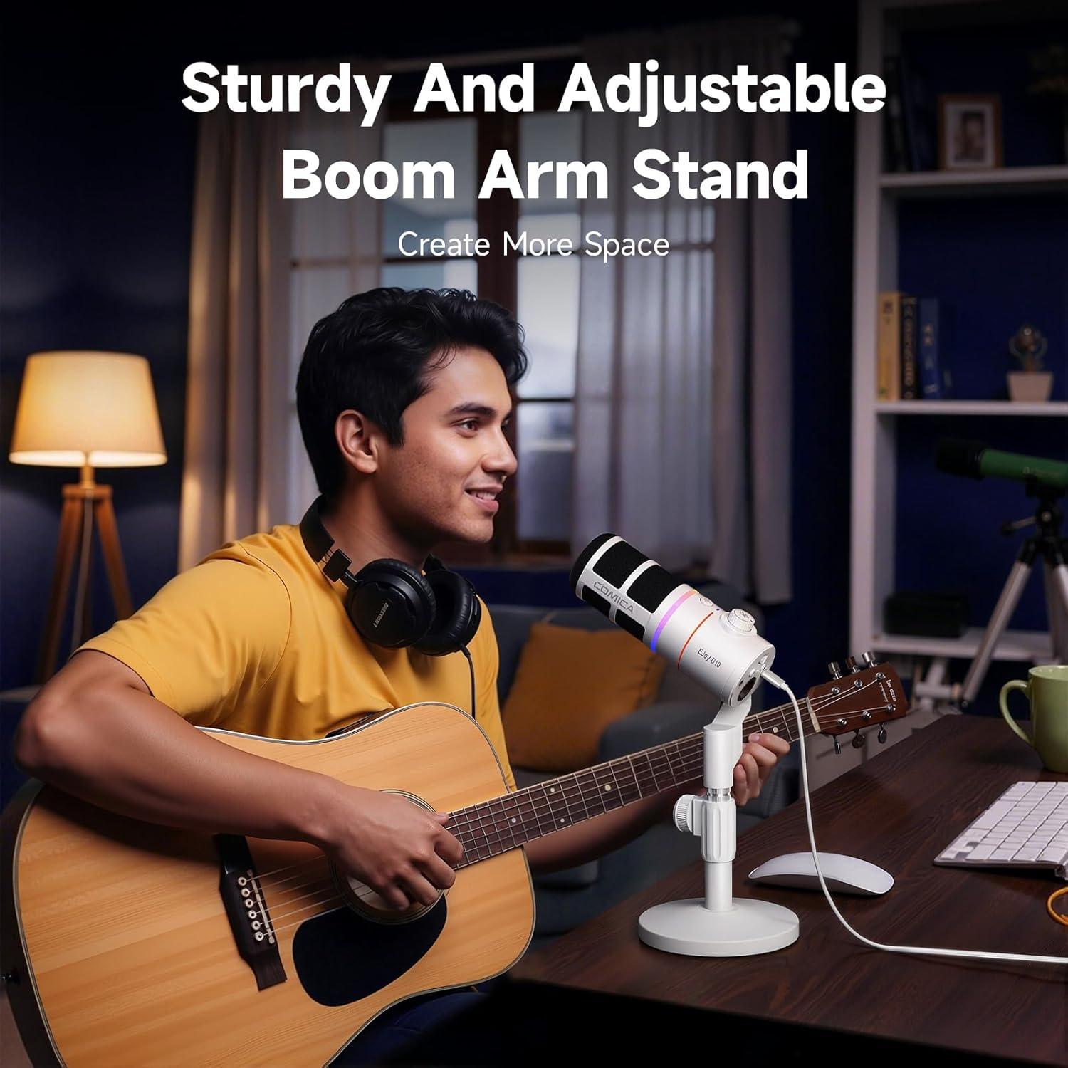 Micrófono Dinámico Comica D10 XLR/USB-C Blanco con RGB