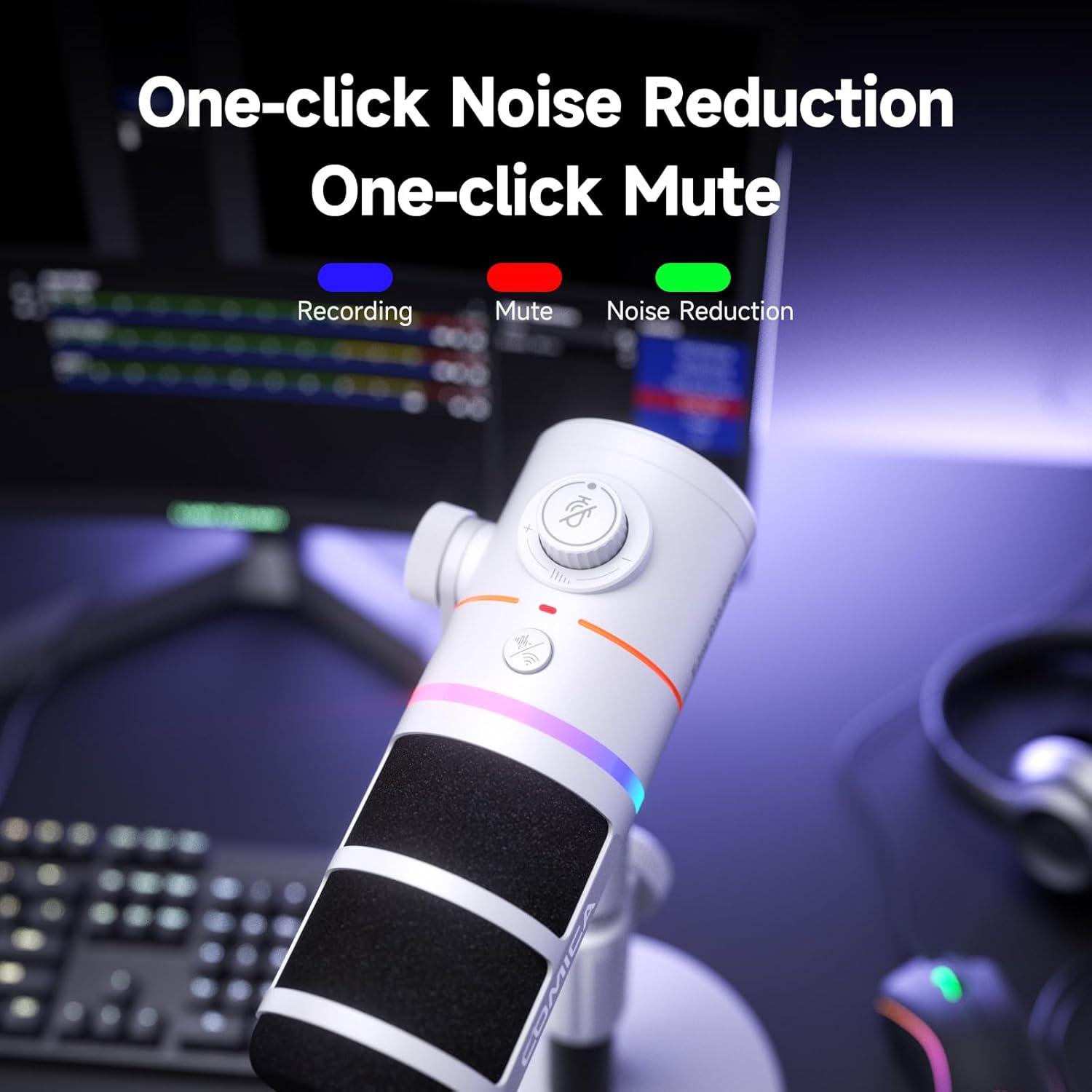 Micrófono Dinámico Comica D10 XLR/USB-C Blanco con RGB