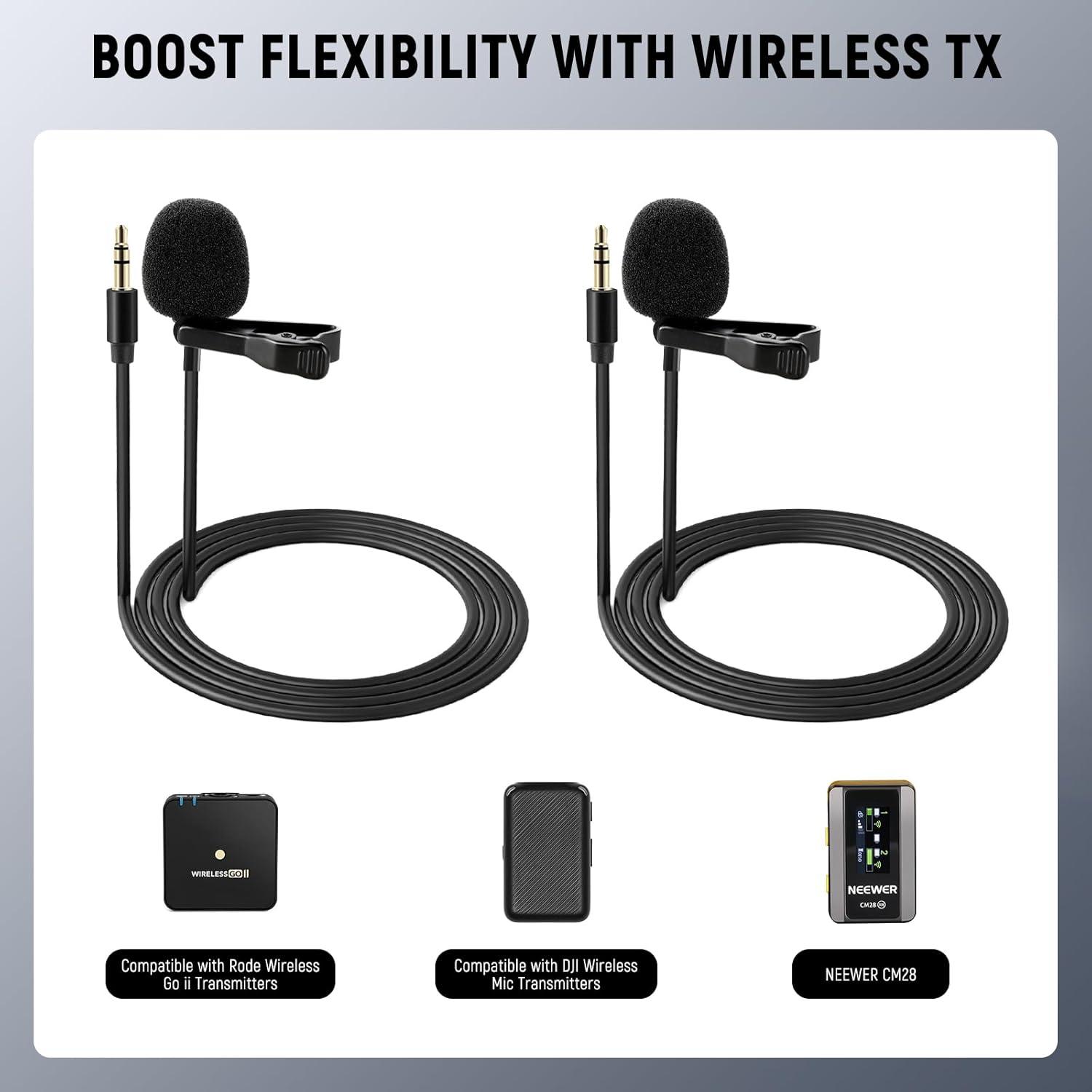 Micrófono Lavalier NEEWER CM5 2 Pack TRS 3.5mm Omnidireccional