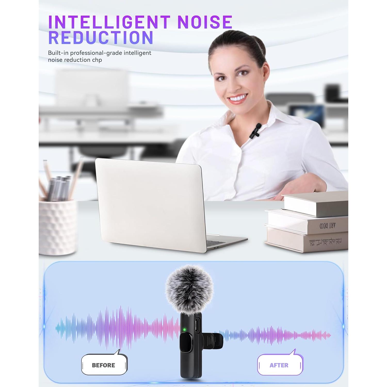 Micrófono Lavalier Inalámbrico Zyerch M02 para iPhone/iPad - 2 Pcs, Grabación Clara