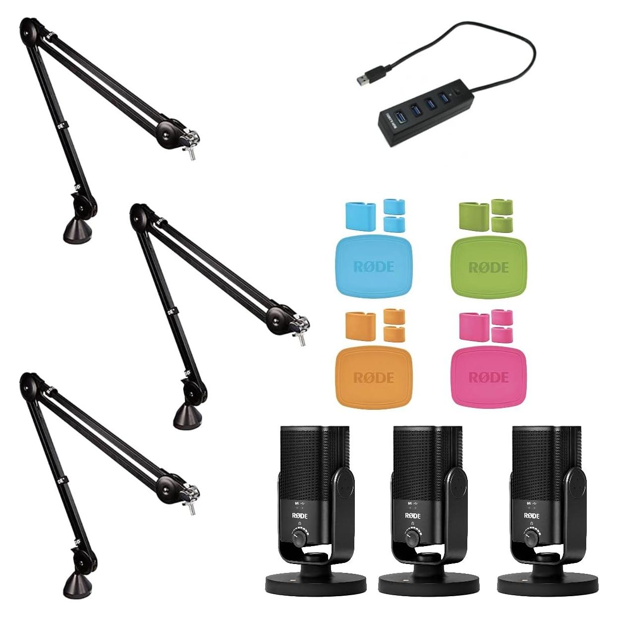 Paquete de Podcasting StreamEye con 3 Micrófonos Rode NT-USB Mini