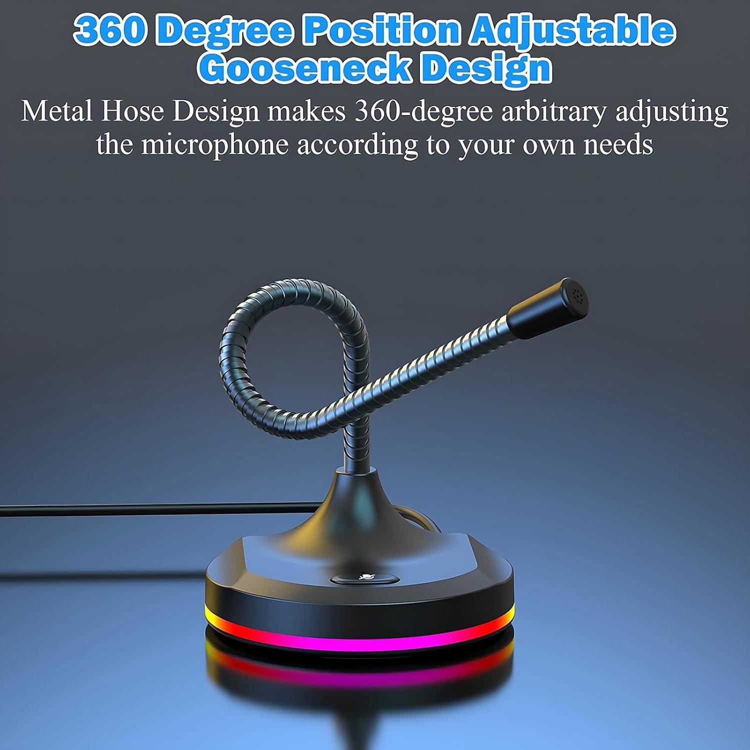 Micrófono USB Blapsuro M8 con Hub 3 Puertos y RGB