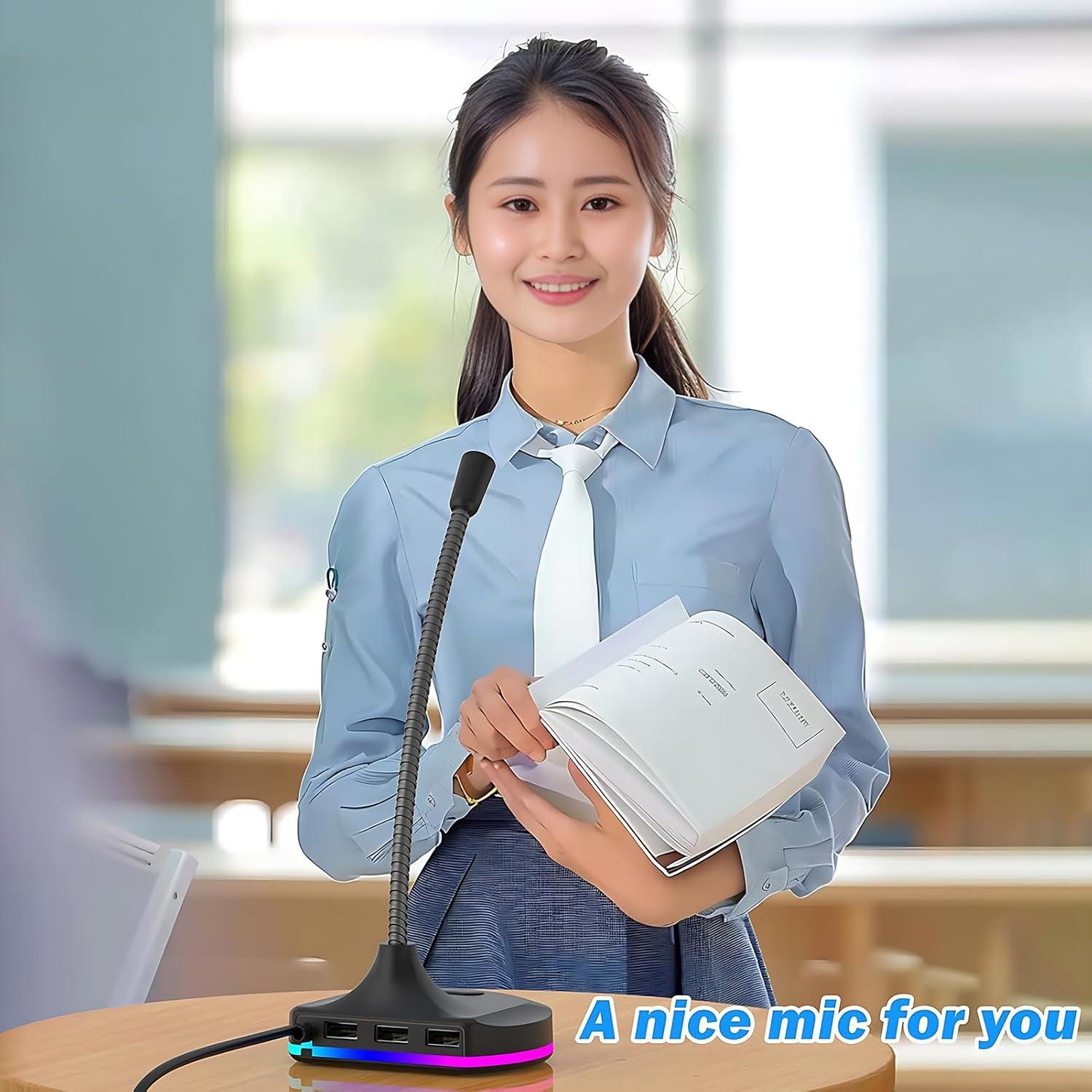 Micrófono USB Blapsuro M8 con Hub 3 Puertos y RGB