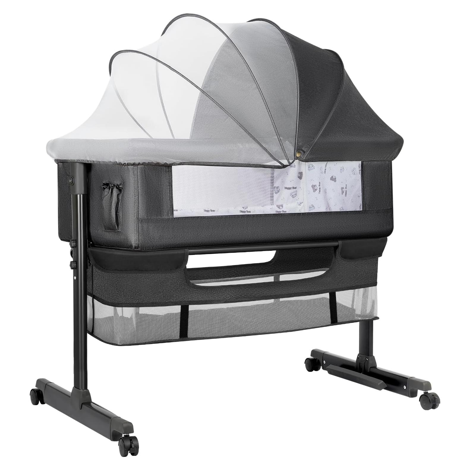 Cuna Lateral Plegable YADAQE Gris Oscuro 91.9x67.7 cm