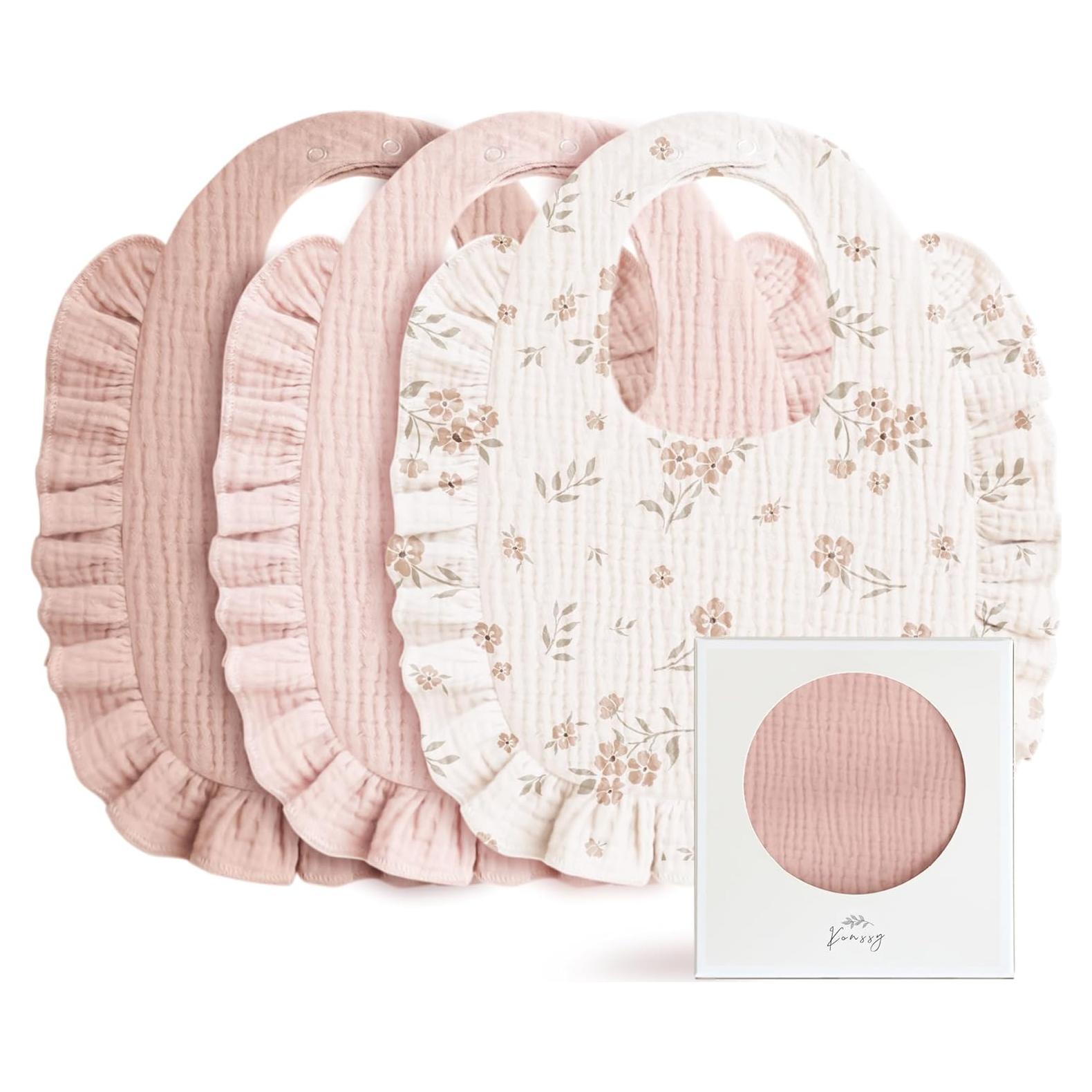 Baberos de Muselina Konssy para Bebés - 100% Algodón, 3-Pack