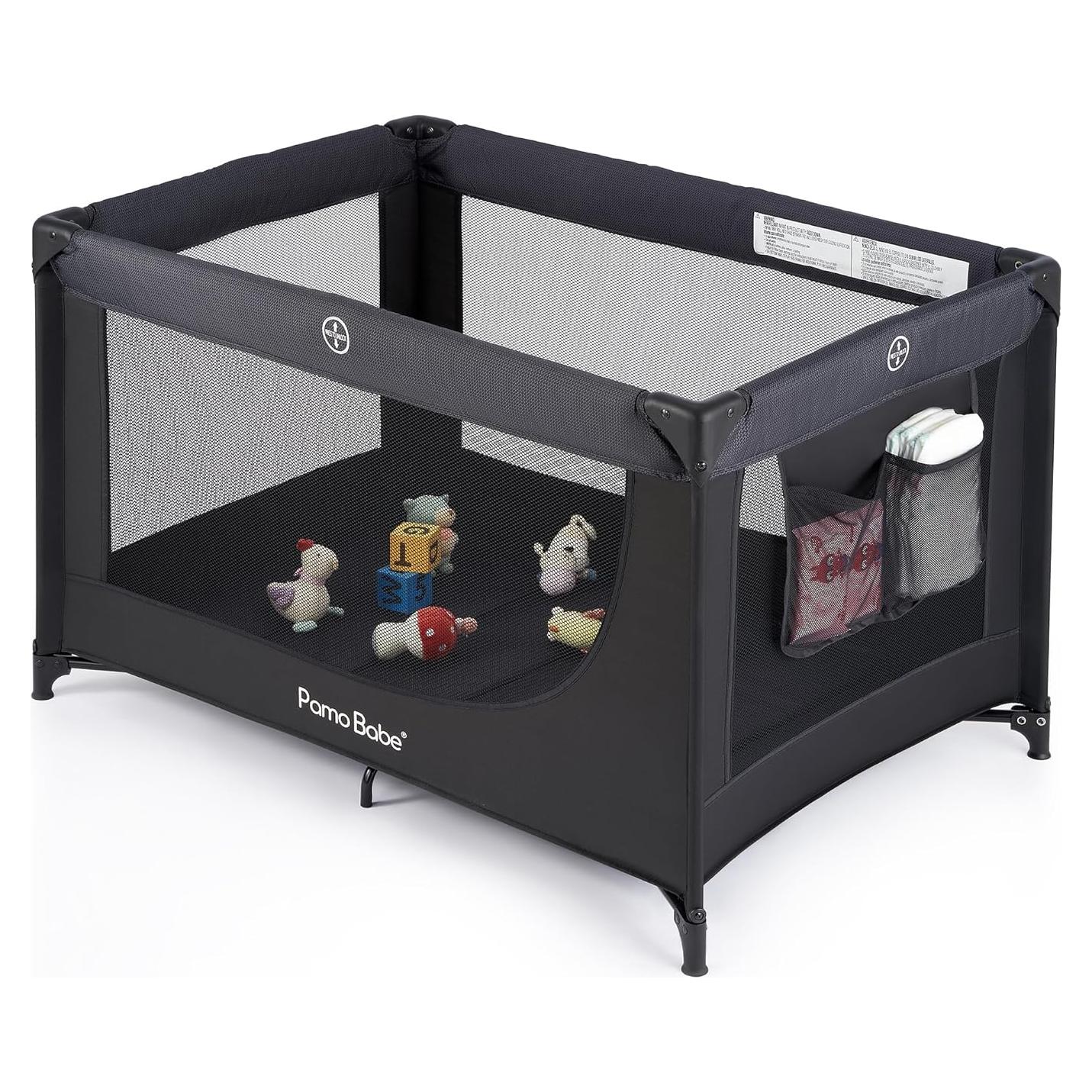 Cuna portátil Pamo Babe PP901 Negra con colchón y bolsa