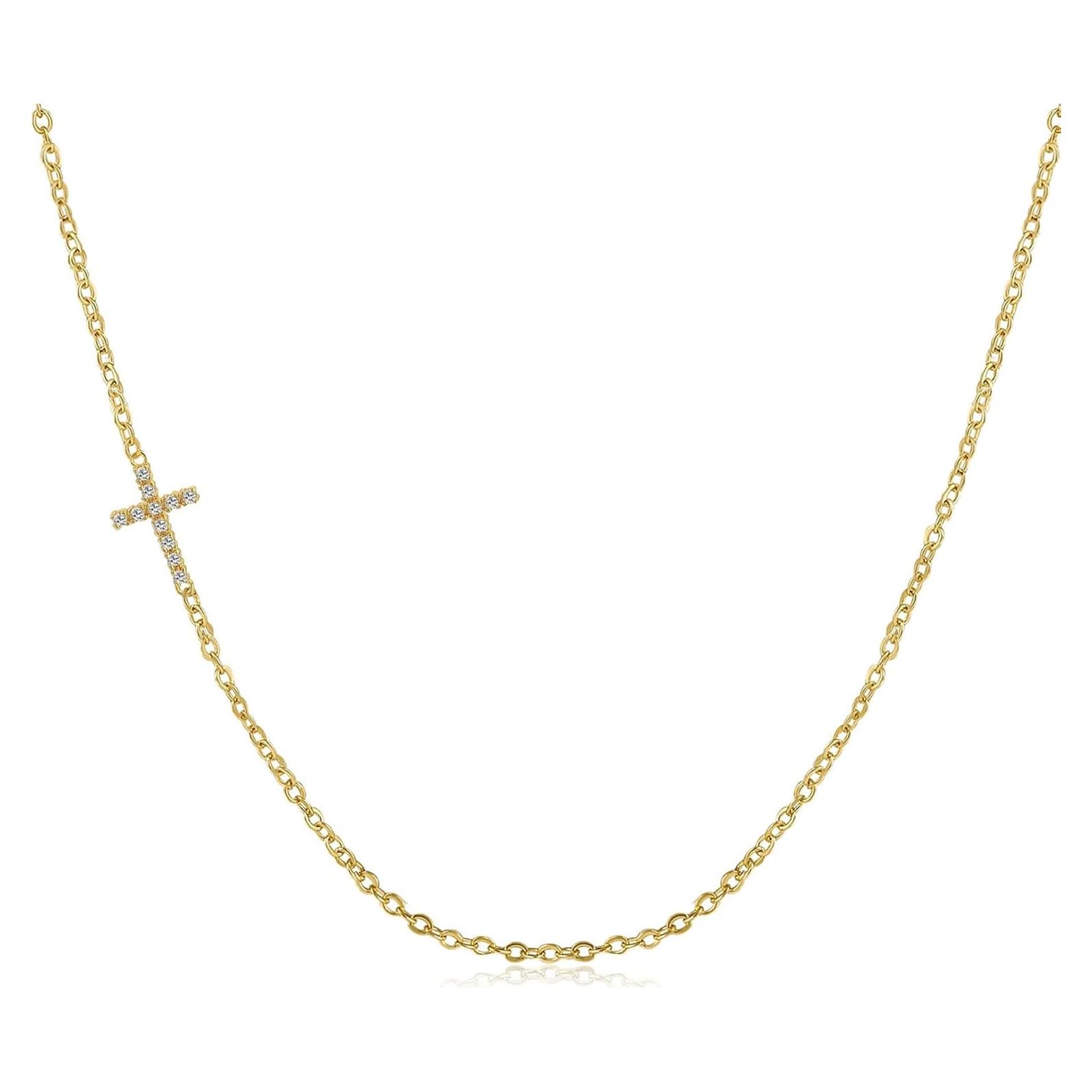 Collar Cruz de Oro 14K para Mujeres - Joyería Rotnso Ajustable