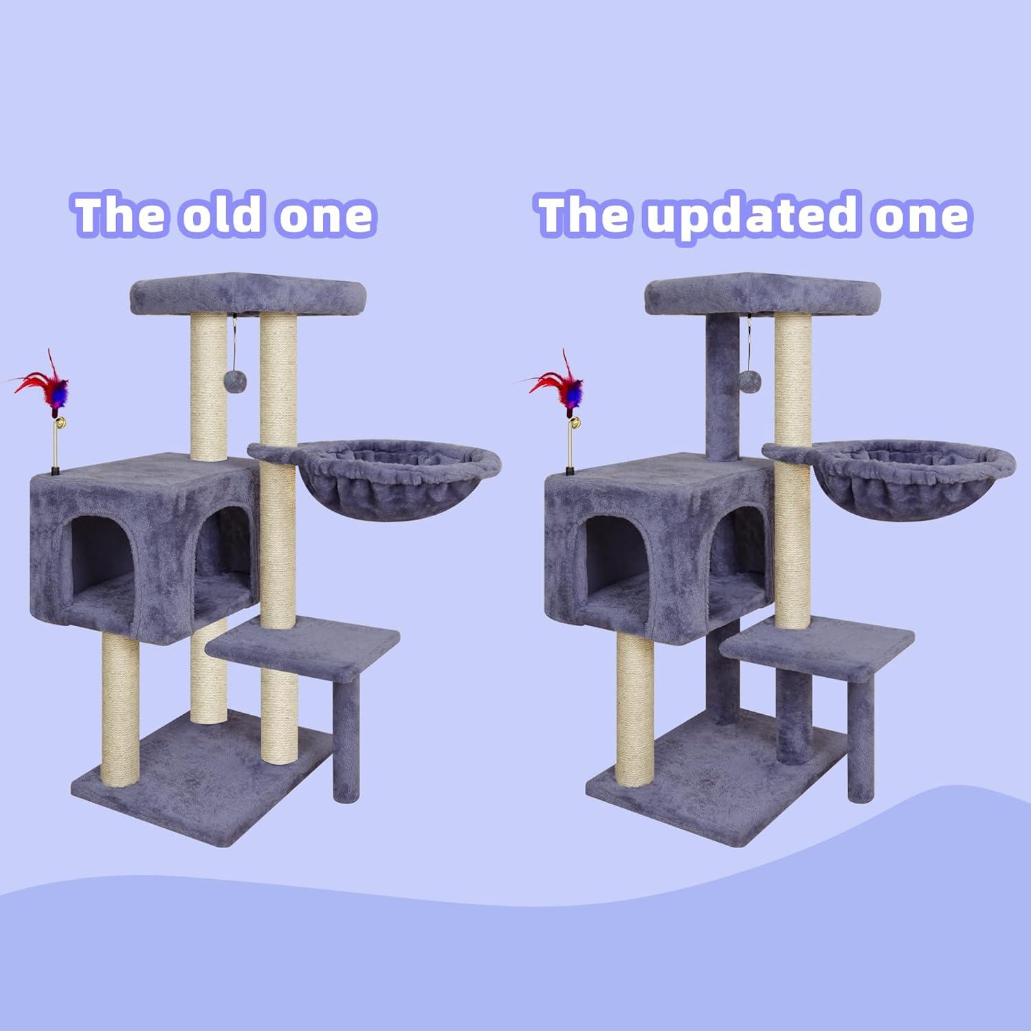 Árbol para Gatos AIWIKIDE 90 cm con Hamaca y Rascador Yute