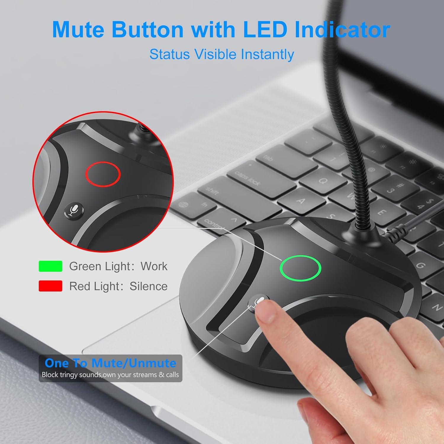 Micrófono USB de escritorio CMOCIIY con cuello de ganso 1.8m