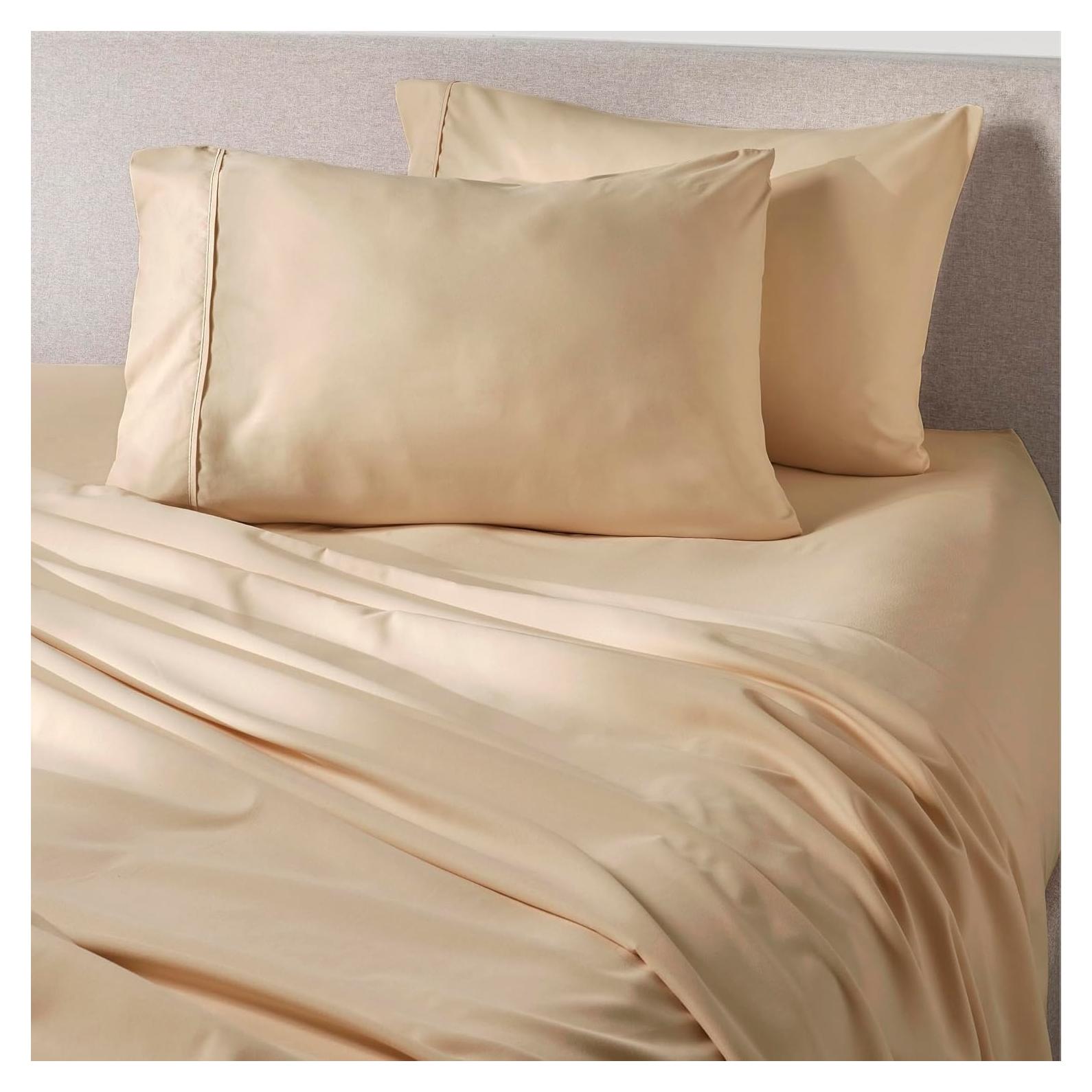 Juego de Sábanas Twin XL PeachSkinSheets Almond Ivory 3 Piezas