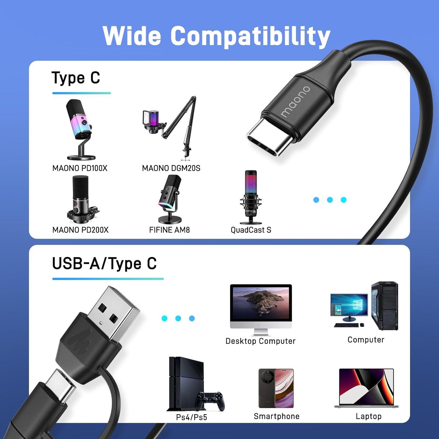 Soporte de Micrófono Articulado MAONO BA20 con Cable USB
