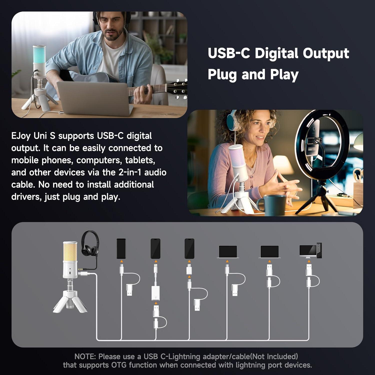 Micrófono USB Comica Uni S Gaming RGB para PC y Streaming