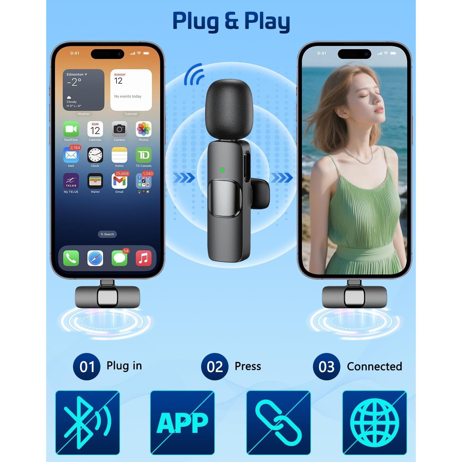 Micrófono Lavalier Inalámbrico Rosa HONGJIEYUAN K9 20m