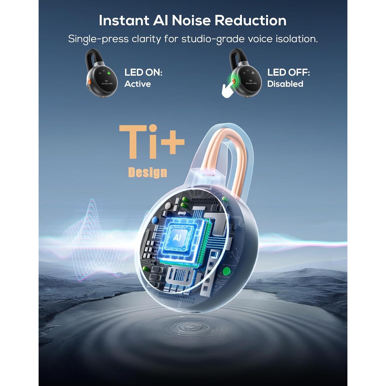 Micrófono Lavalier Inalámbrico Wootetil USB-C con Cancelación de Ruido