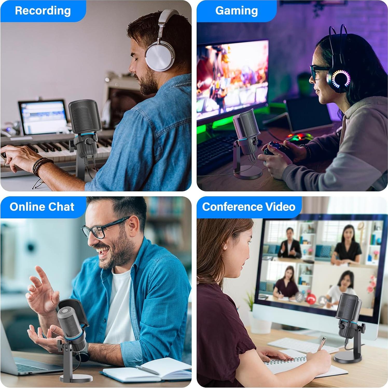 Micrófono Gaming USB CMOCIIY JV908 para PC con Control de Volumen