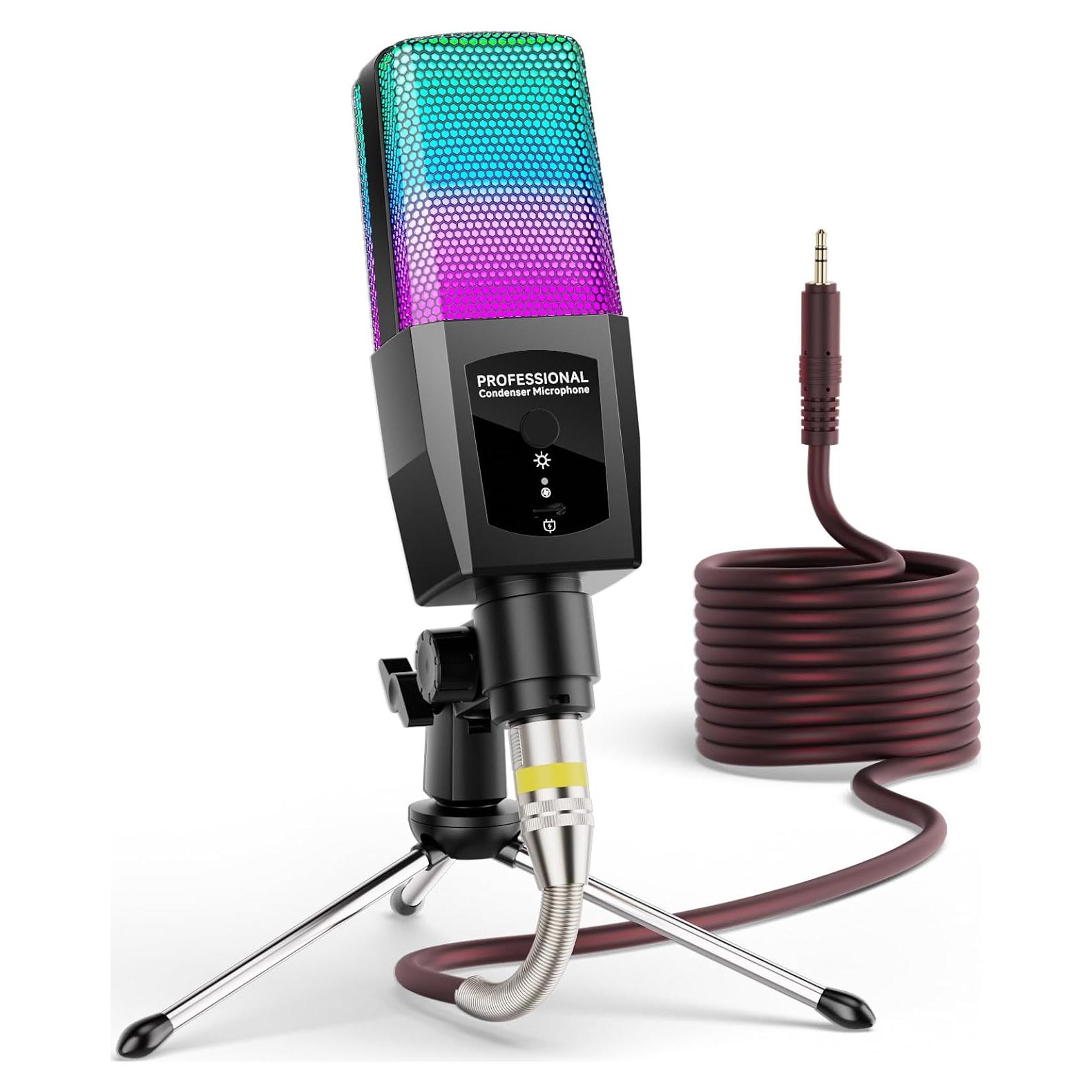 Micrófono de Condensador RGB Mo-gu A50507 para PC y Podcast