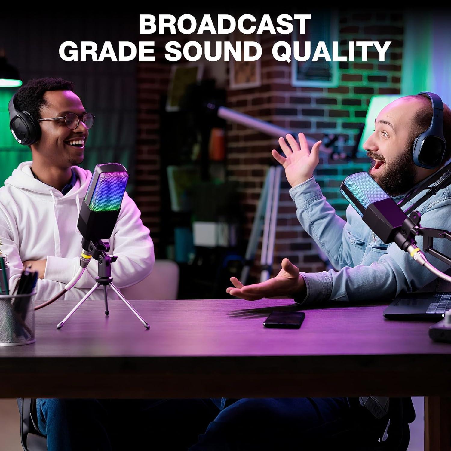 Micrófono de Condensador RGB Mo-gu A50507 para PC y Podcast