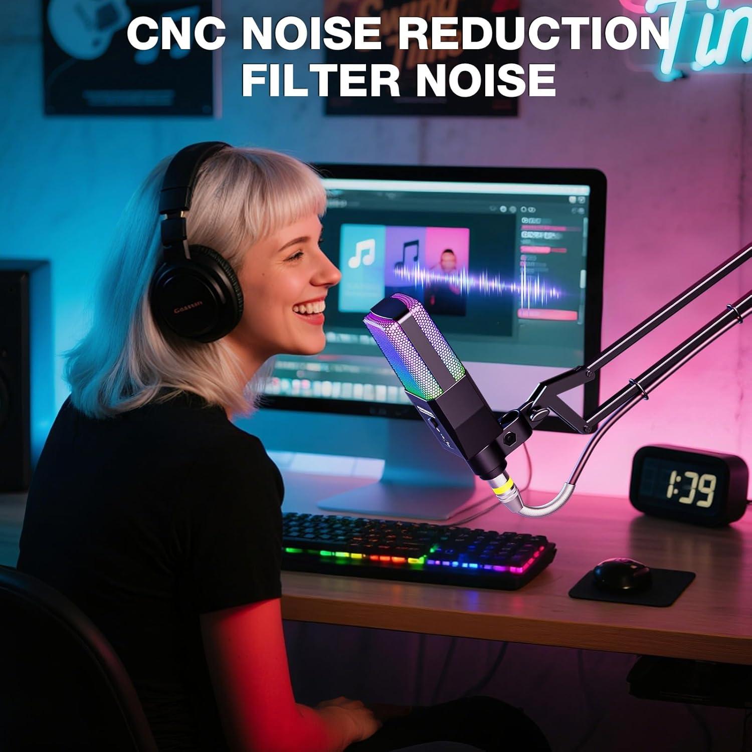 Micrófono de Condensador RGB Mo-gu A50507 para PC y Podcast