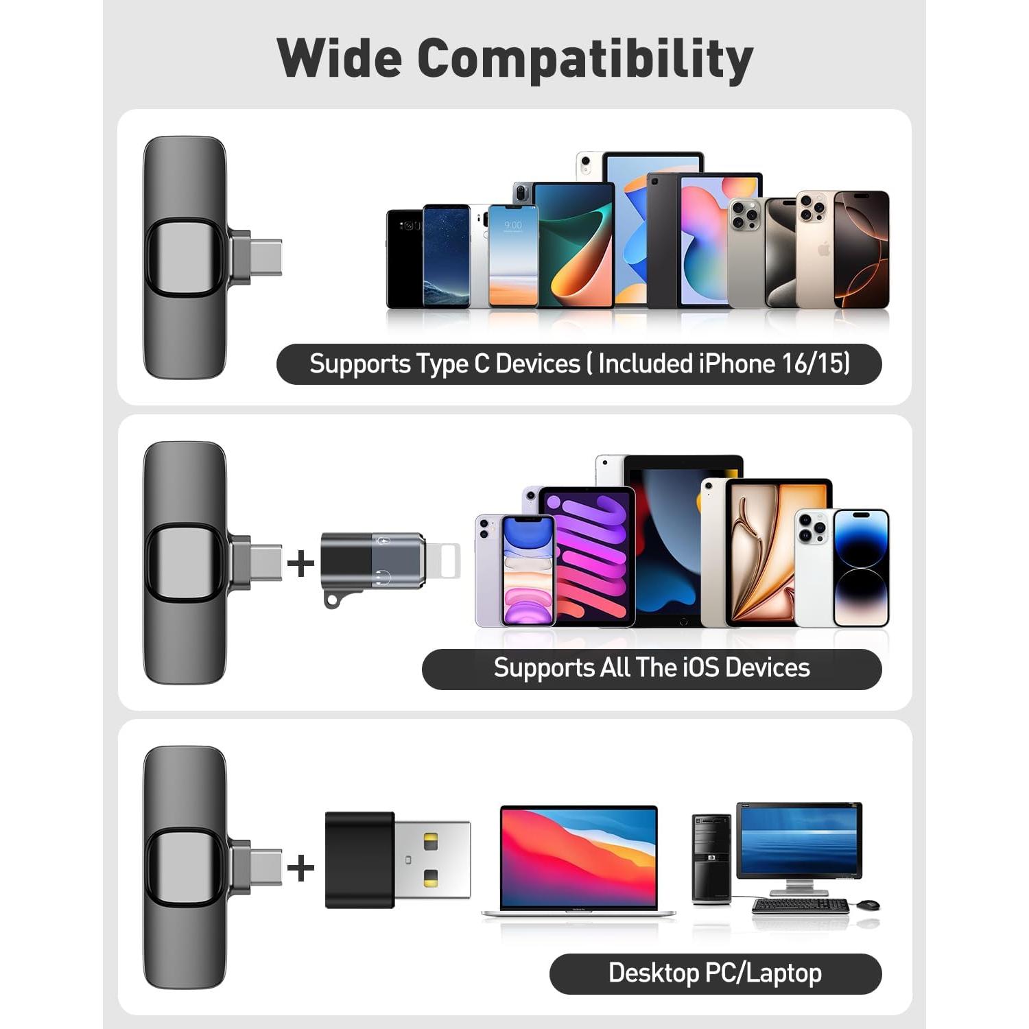 Micrófono Lavalier Inalámbrico PoP Voice USB-C 12H 19.81m