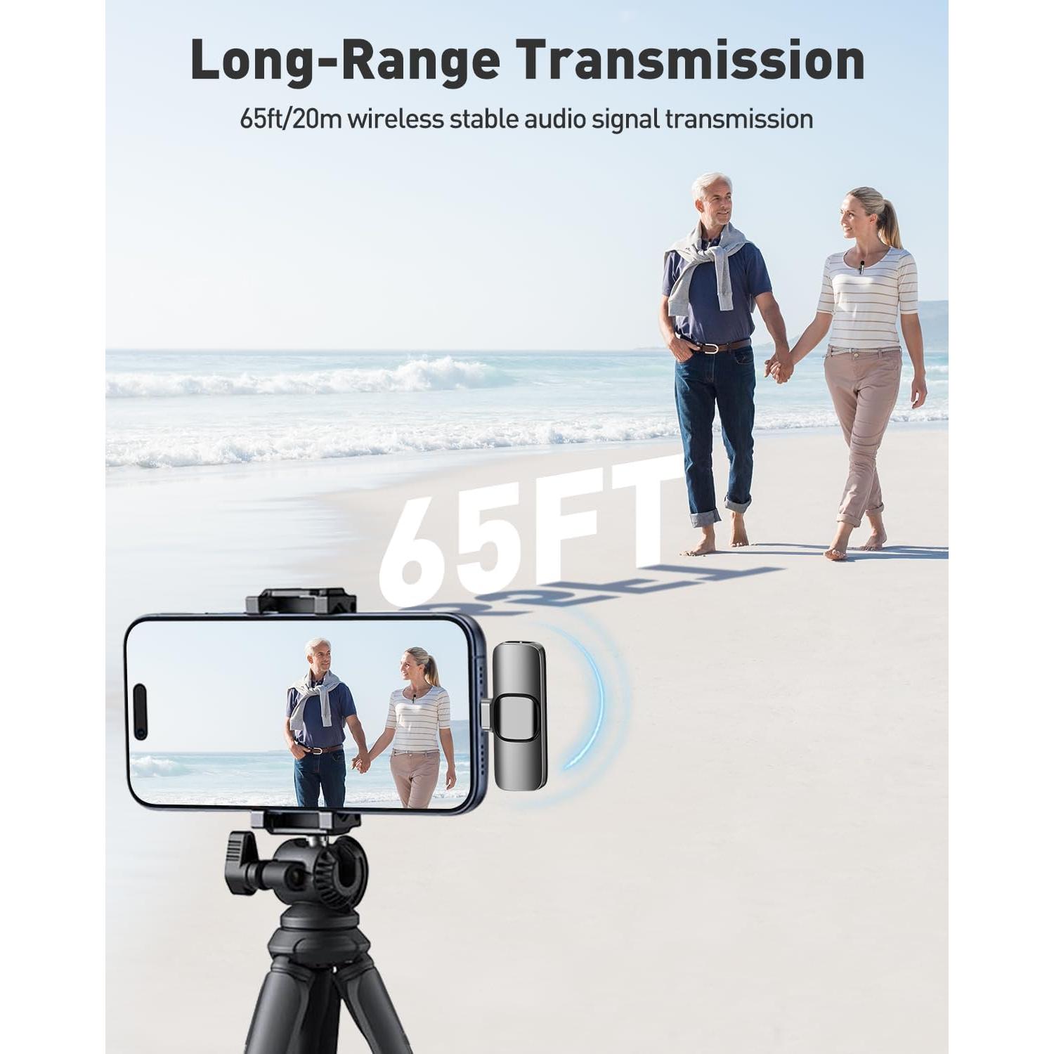 Micrófono Lavalier Inalámbrico PoP Voice USB-C 12H 19.81m