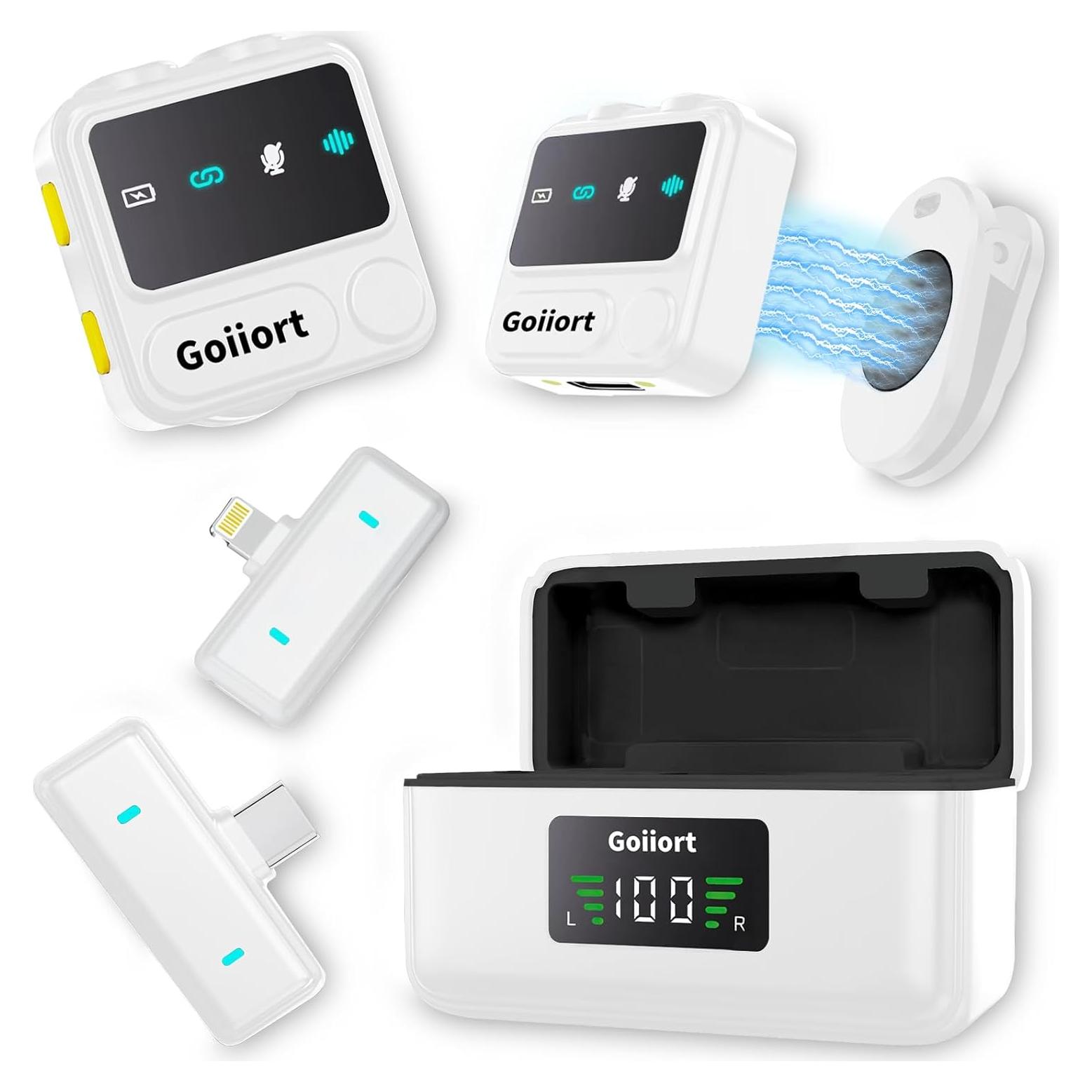 Micrófono Lavalier Inalámbrico Goiiort para iPhone - 30H Batería