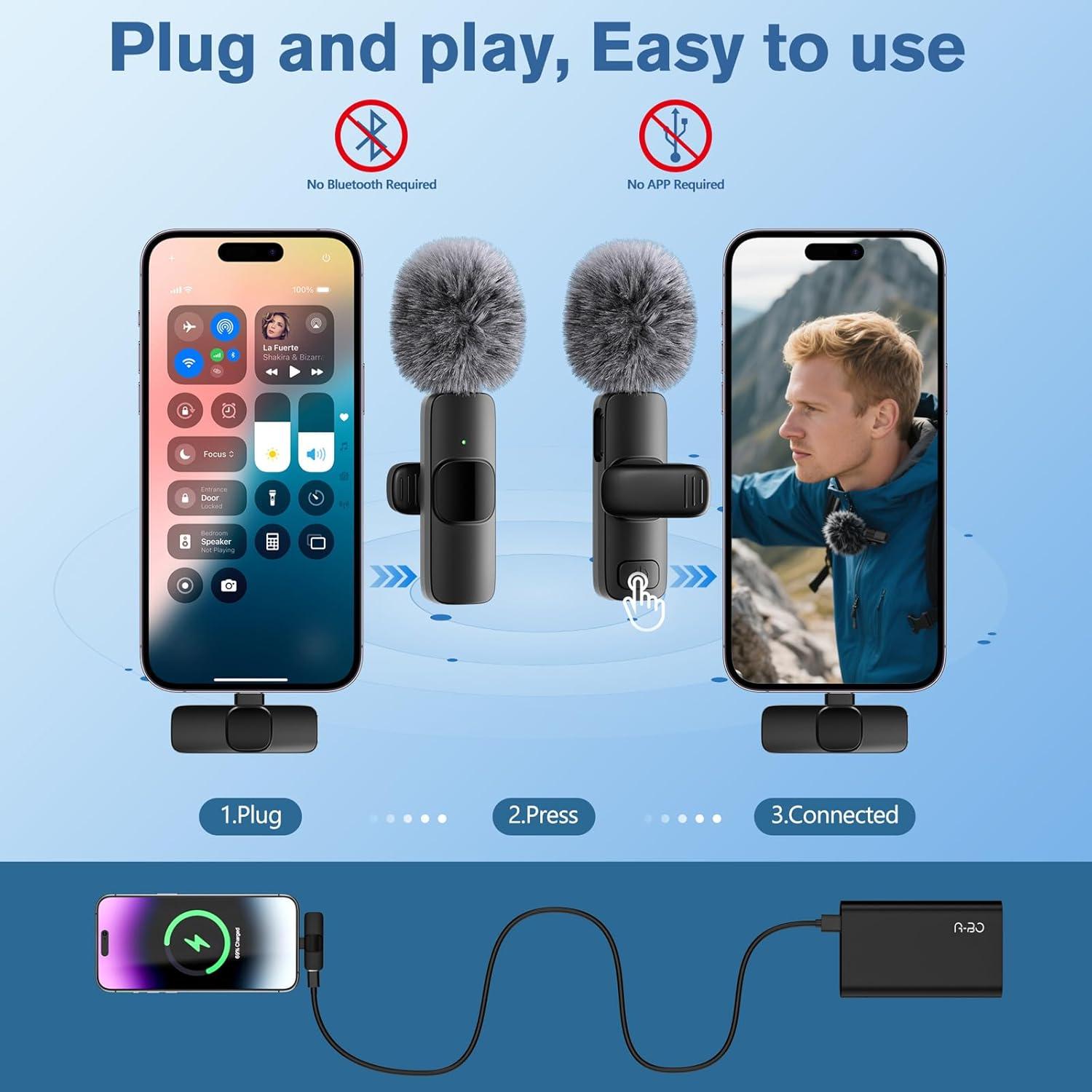 Micrófono Inalámbrico Lavalier Voijump para iPhone y Android