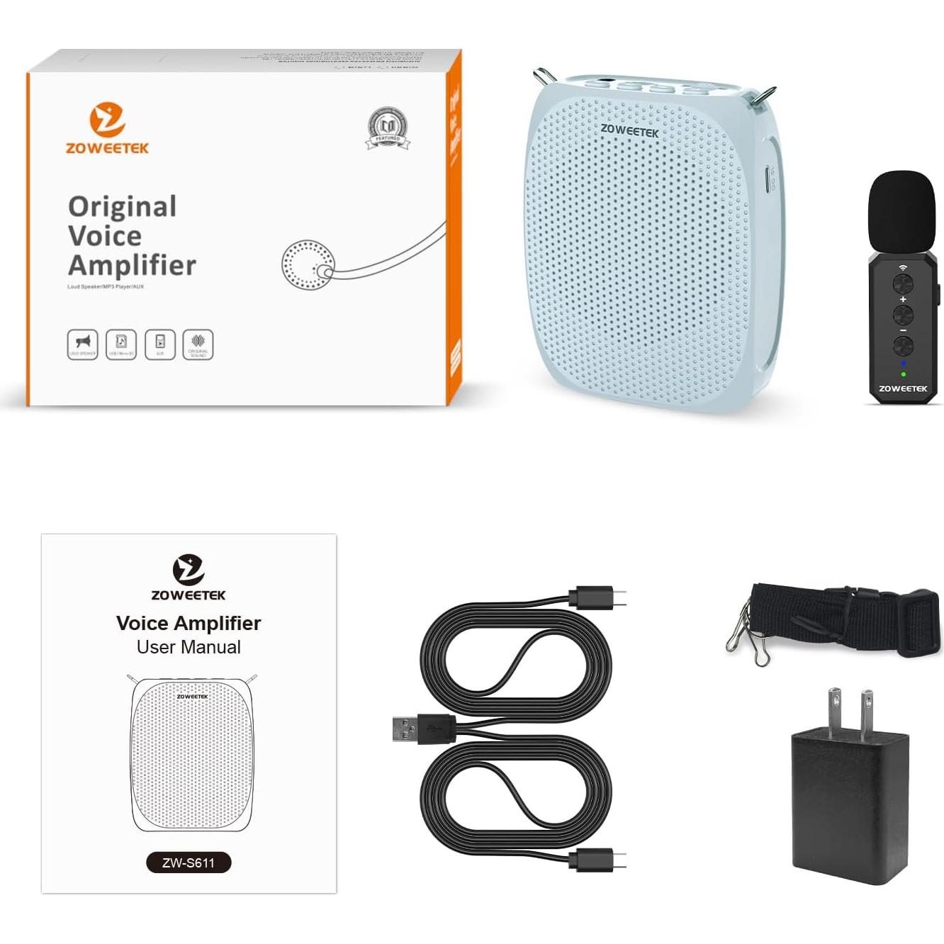 Amplificador de Voz Inalámbrico ZOWEETEK S611 con Micrófono Lavalier