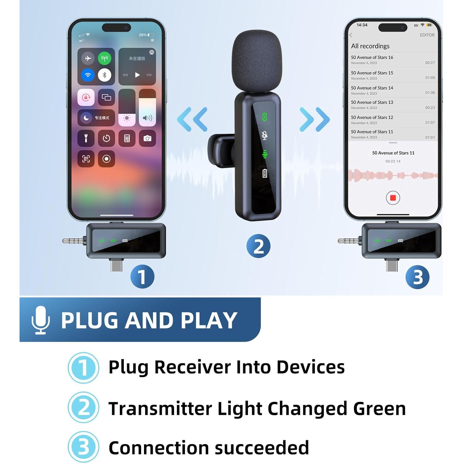 Micrófono Lavalier Inalámbrico SILVER AUTUMN H65 USB-C