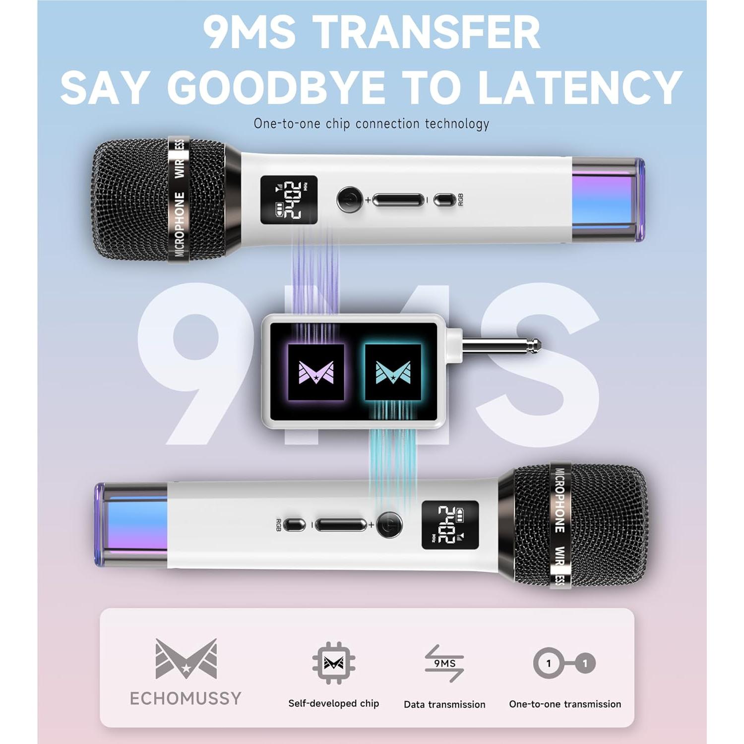 Micrófono Inalámbrico ECHOMUSSY YA-007 con Luces LED 40H