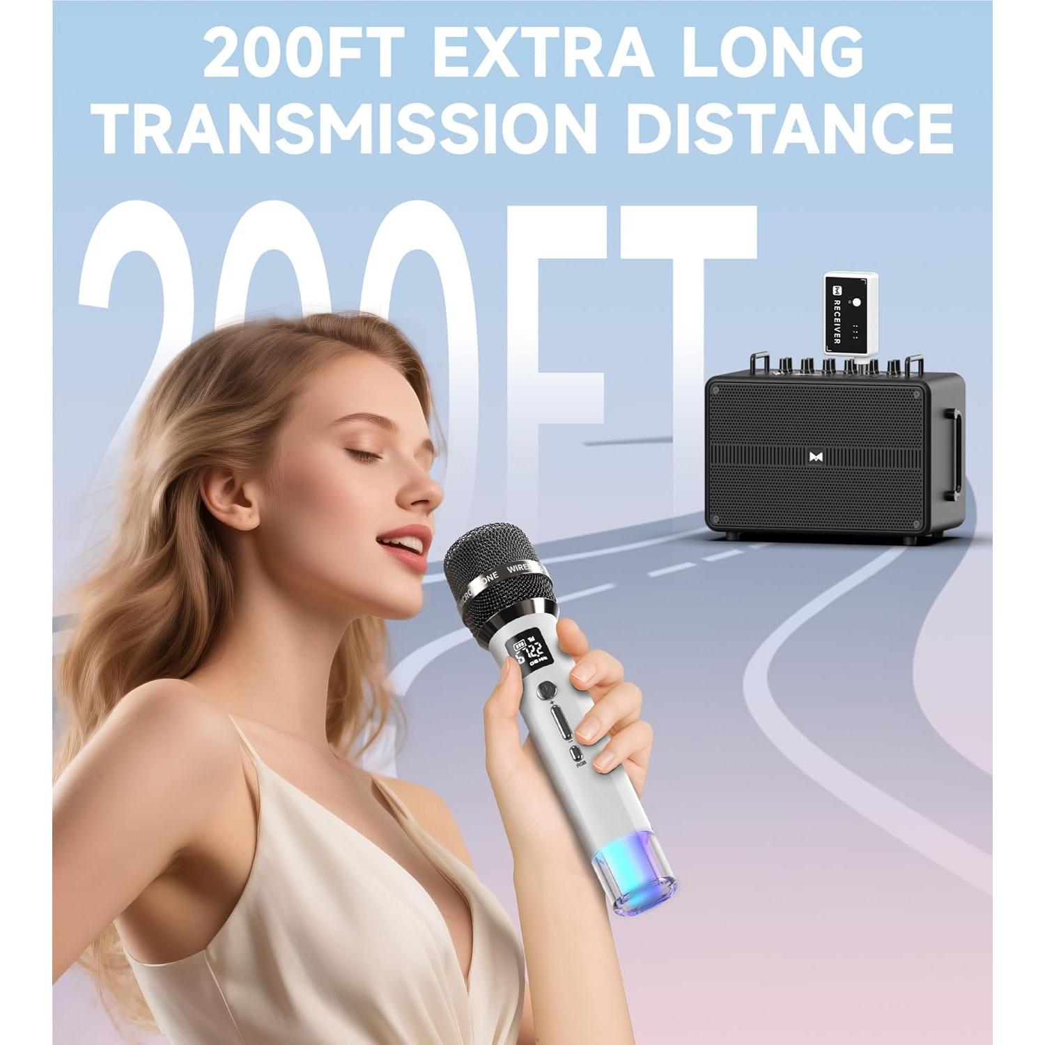 Micrófono Inalámbrico ECHOMUSSY YA-007 con Luces LED 40H