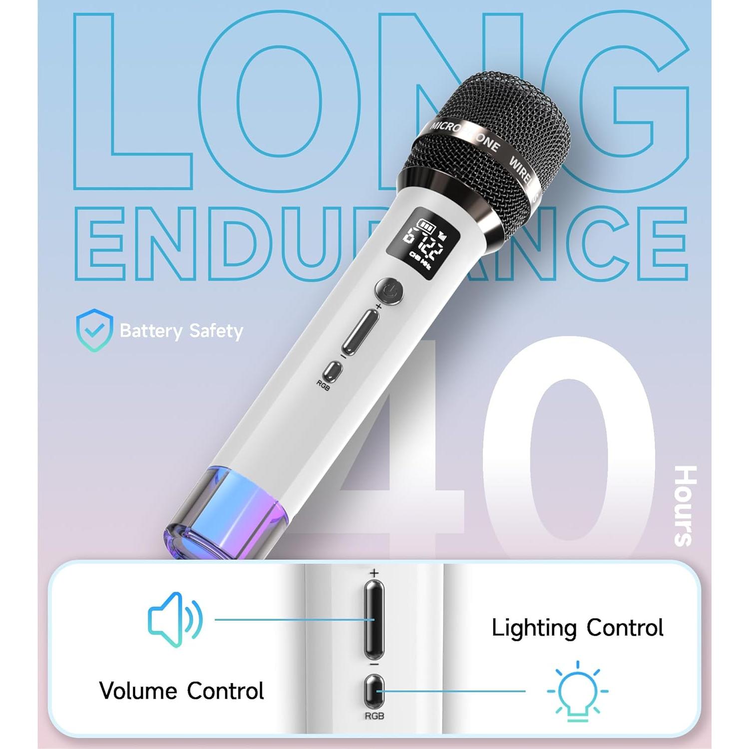 Micrófono Inalámbrico ECHOMUSSY YA-007 con Luces LED 40H