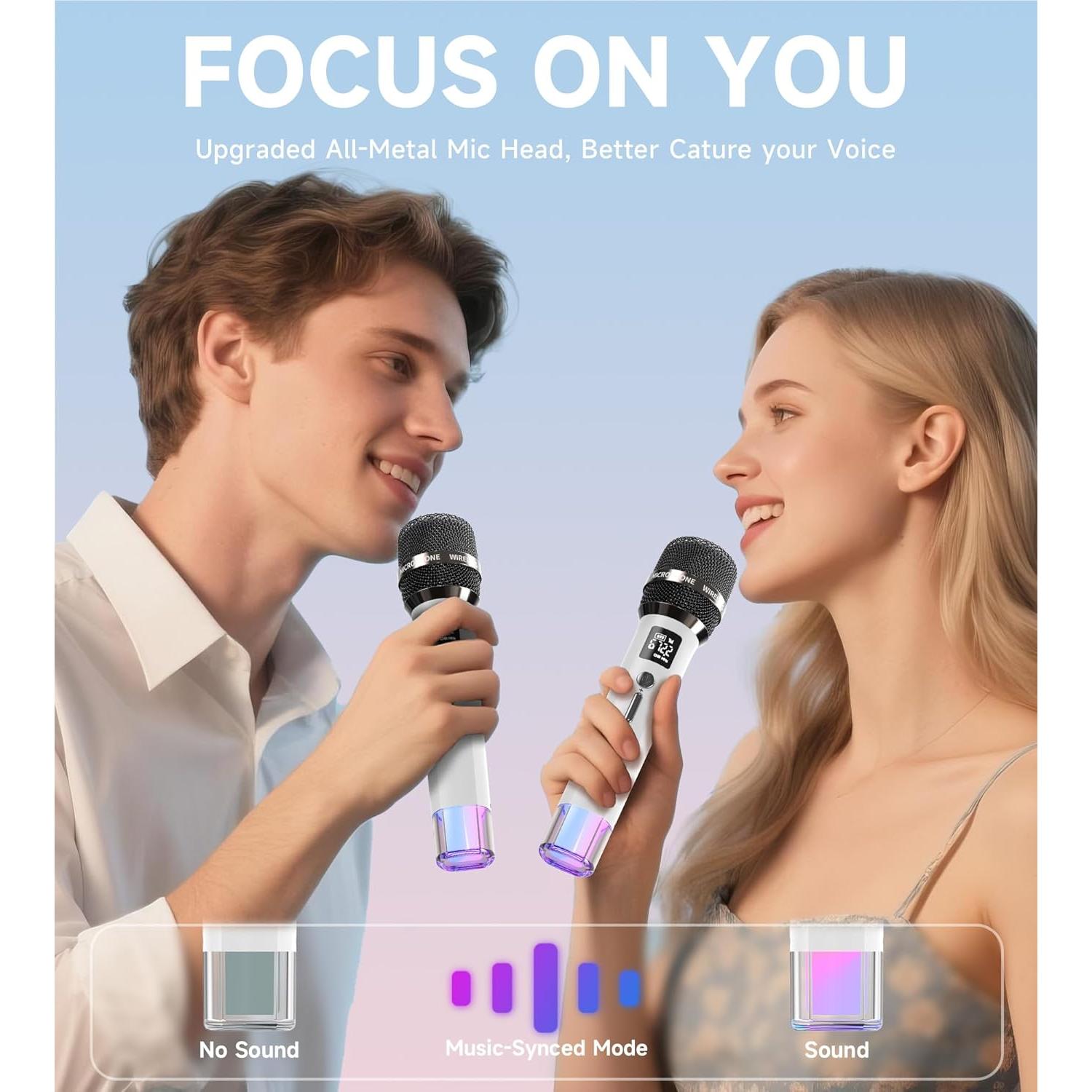 Micrófono Inalámbrico ECHOMUSSY YA-007 con Luces LED 40H