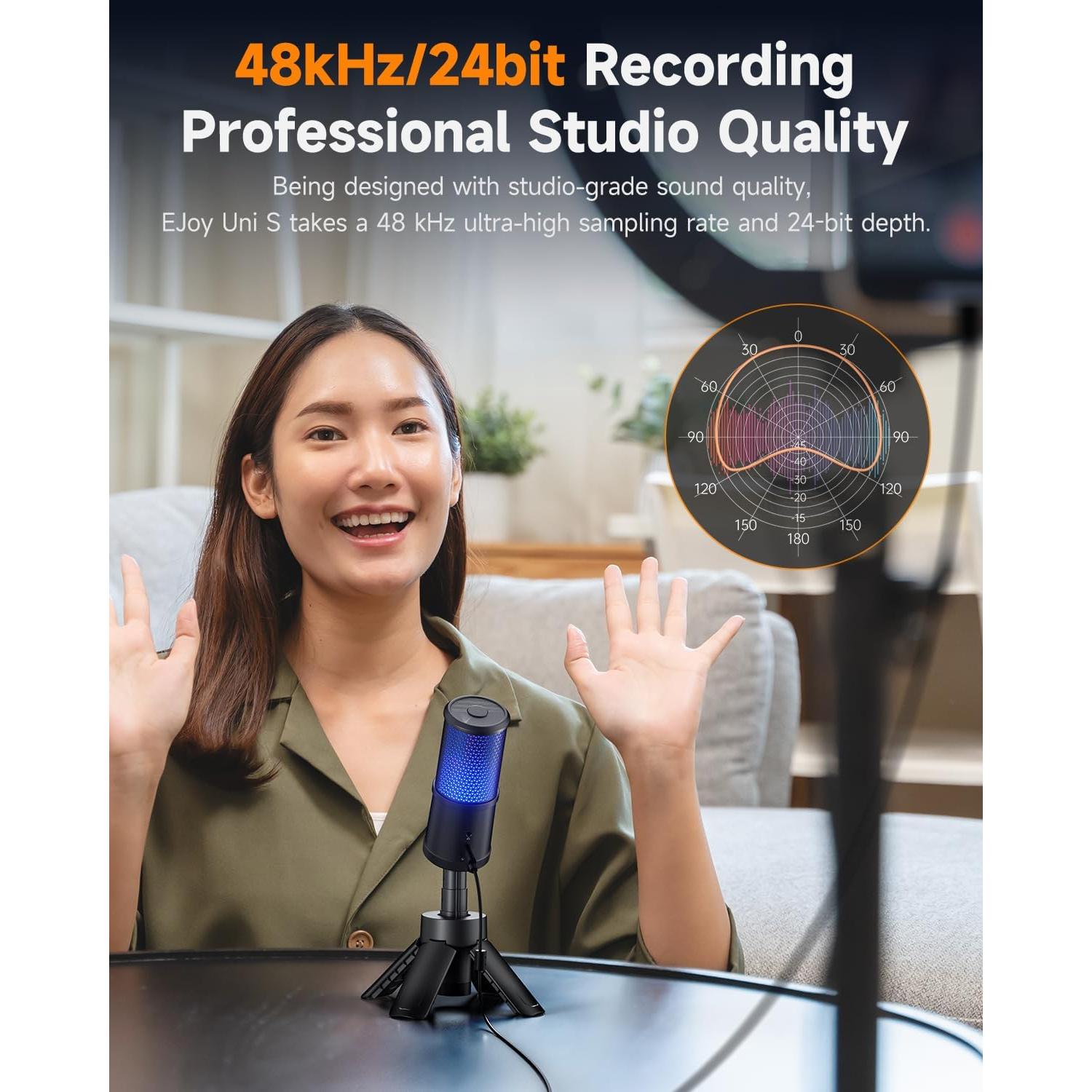 Micrófono Gaming USB COMICA EJoy Uni S con Soporte y RGB